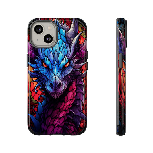Colorful Blue Dragon Stained Glass Design Phone Case - Tough and Stylish Protection for Your Device, iPhone, Samsung, DND, Fantasy