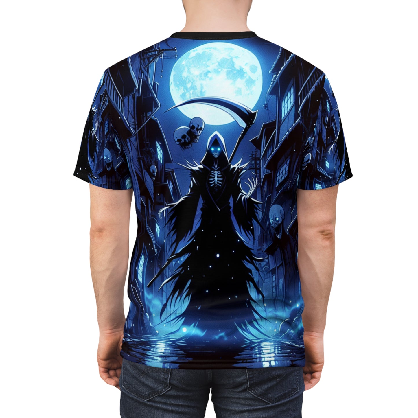 Sinigami Alley At Night Gothic Grim Reaper Tee, Halloween Shirt, Unisex Horror T-Shirt, Spooky Aesthetic Style - Shonen Anime, Weeb, Otaku, Geek, Nerd