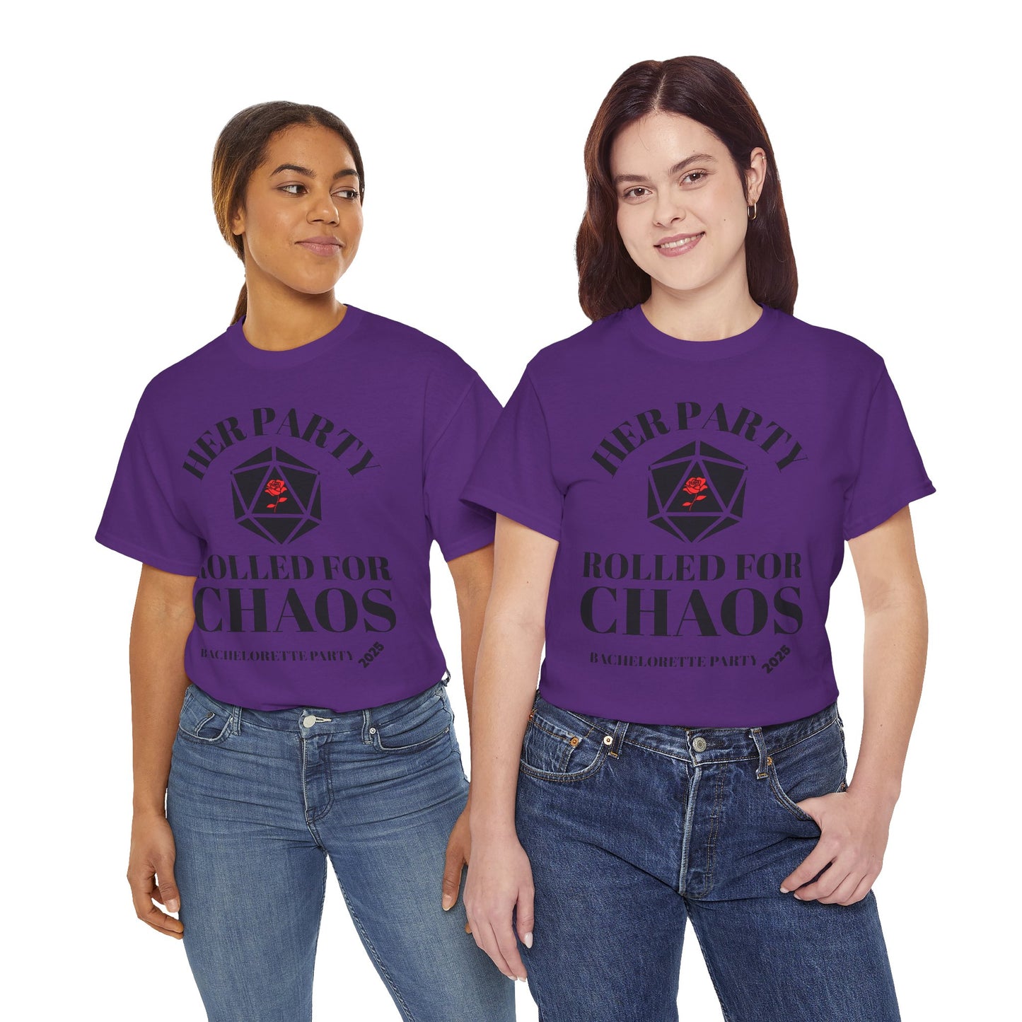 Rolled For Chaos Bachelorette Party 2025 Tee - Unisex Heavy Cotton Shirt, Weeding, Engagement, D&D, DND, RPG, TTRPG, Geek, Nerd