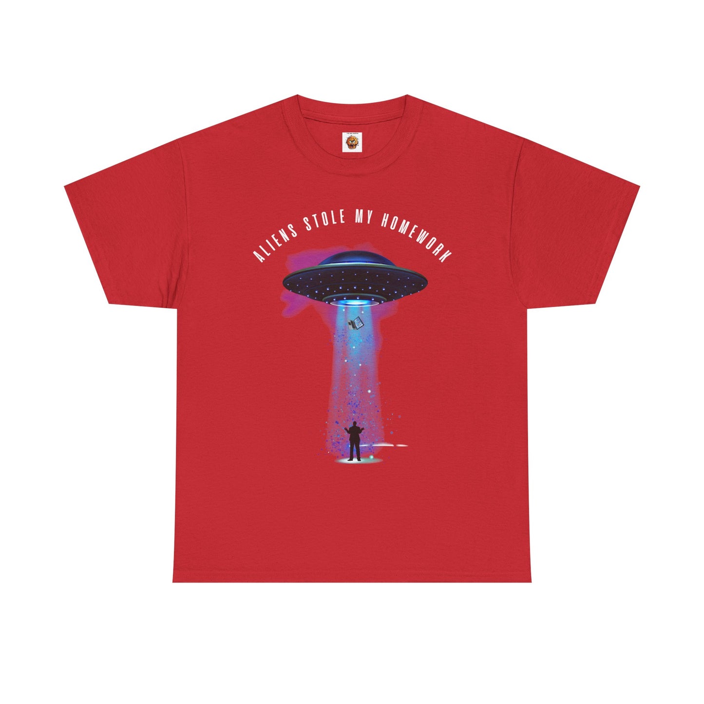 Flying Saucer Alien Abduction Unisex Heavy Cotton Tee Shirt - Aliens Stole My Homework UFO Graphic T-Shirt, Geek, Nerd