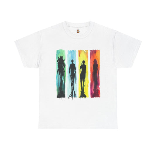 Watercolor Brushstroke Horror Monsters Unisex Heavy Cotton Tee Shirt - Zombie, Scary, Halloween, T-Shirt, Colorful, Geek, Nerd