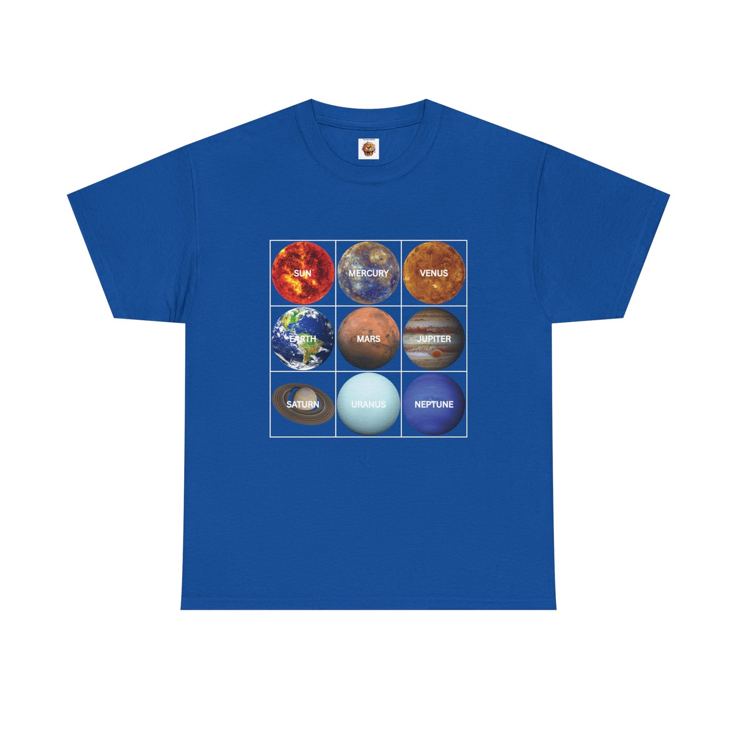 Cosmic Planet Solar System Graphic Tee Shirt- Unisex Heavy Cotton T-Shirt, Sun, Space, Galactic, Science, Geek, Nerd