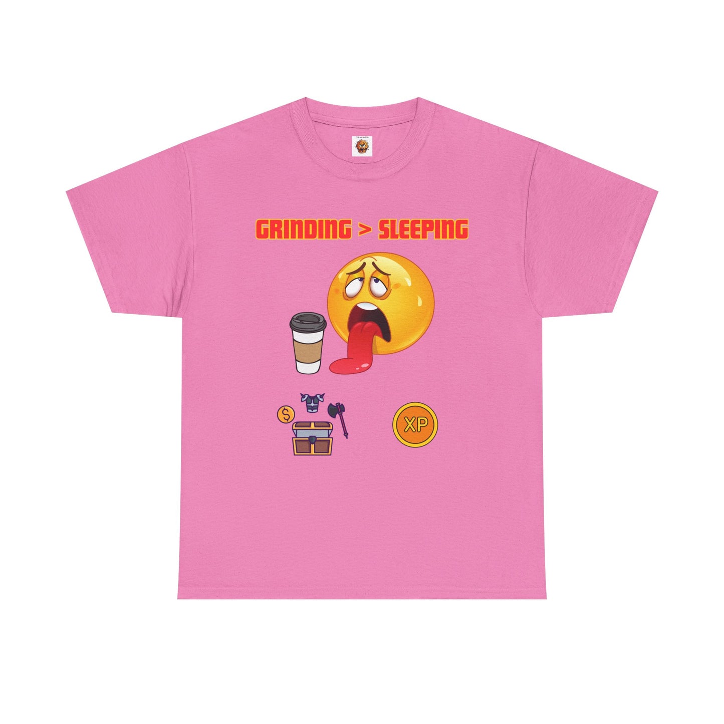 Grinding > Sleeping Unisex Heavy Cotton Tee - Funny Graphic T-Shirt for Gamers and Coffee Lovers, Gaming, Video Game, Geek, Nerd, RPG