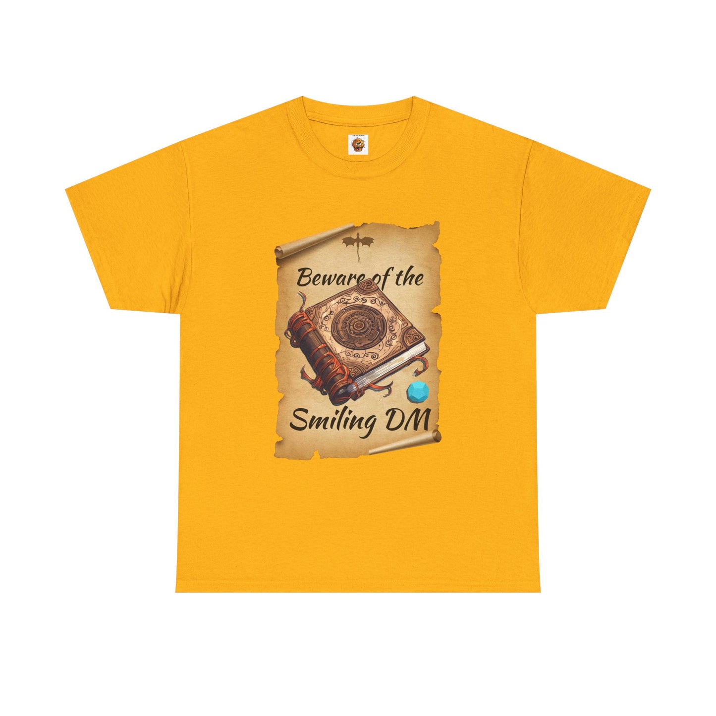 Unisex Heavy Cotton Tee - "Beware of the Smiling DM" RPG Humor Shirt, Ideal for Gamers, Casual Wear, Gifts for D&D Fans, Fun T-Shirt, D20, DND, TTRPG, Geek, Nerd