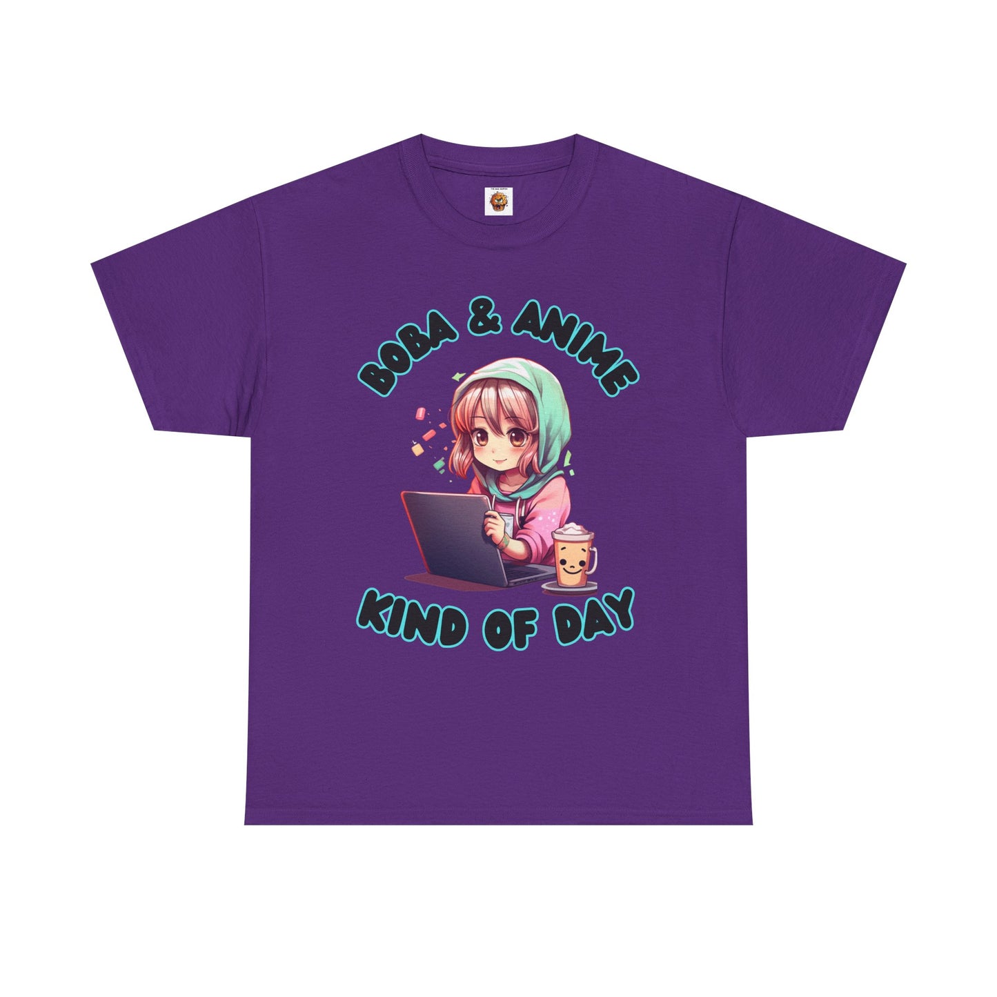 Cute Kawaii Chibi Girl Boba & Anime Unisex Heavy Cotton Tee Shirt T-Shirt - Perfect for Relaxing Days, Weeb, Otaku, Geek, Nerd