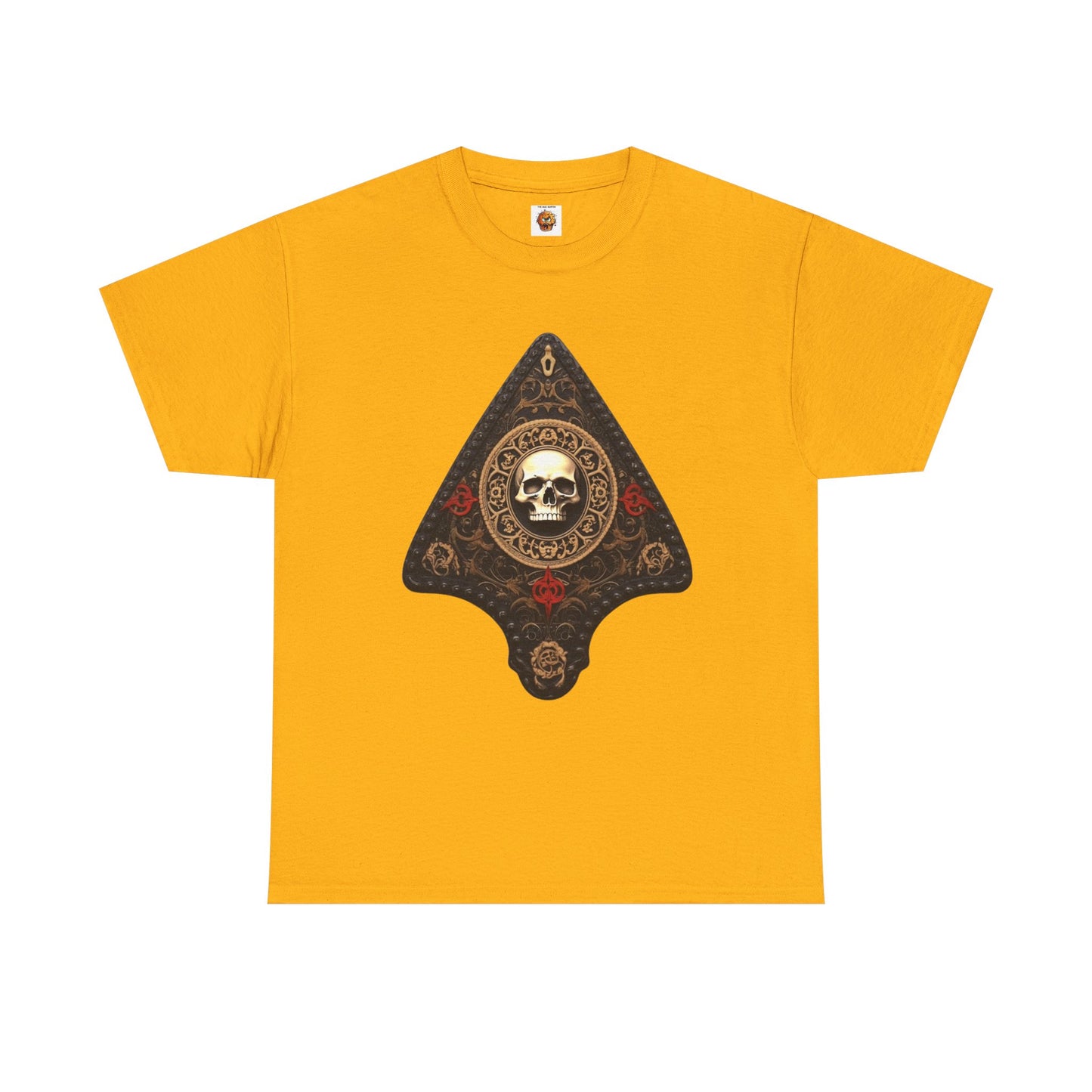 Skull Design Ouija Planchette Unisex Heavy Cotton Tee Shirt - Unique Graphic T-Shirt for Horror Fans, Scary, Gothic, Halloween, Geek, Nerd