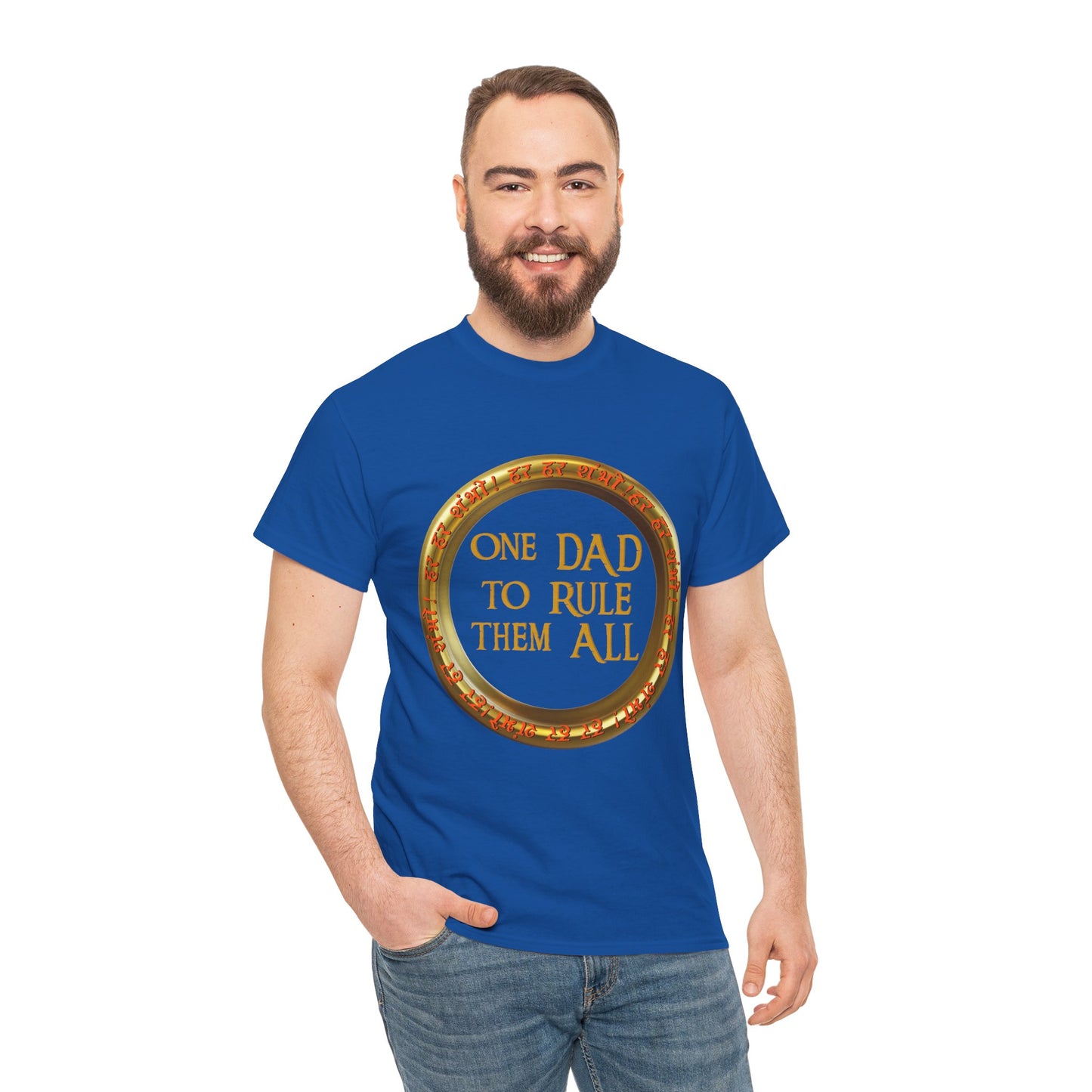 LOTR Themed 'One Dad To Rule Them All' Unisex Tee, Funny Gift for Father's Day, Parent Humor Shirt, Geeky Menswear, Unique Family T-Shirt, Birthday Gift, Fantasy, DND, RPG, TTRPG, Geek, Nerd