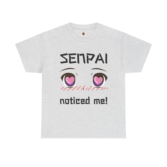 'Senpai Noticed Me' Blushing Chibi Girl Unisex Heavy Cotton Tee Shirt - Cute Anime T-Shirt for Fans, Kawaii, Geek, Nerd