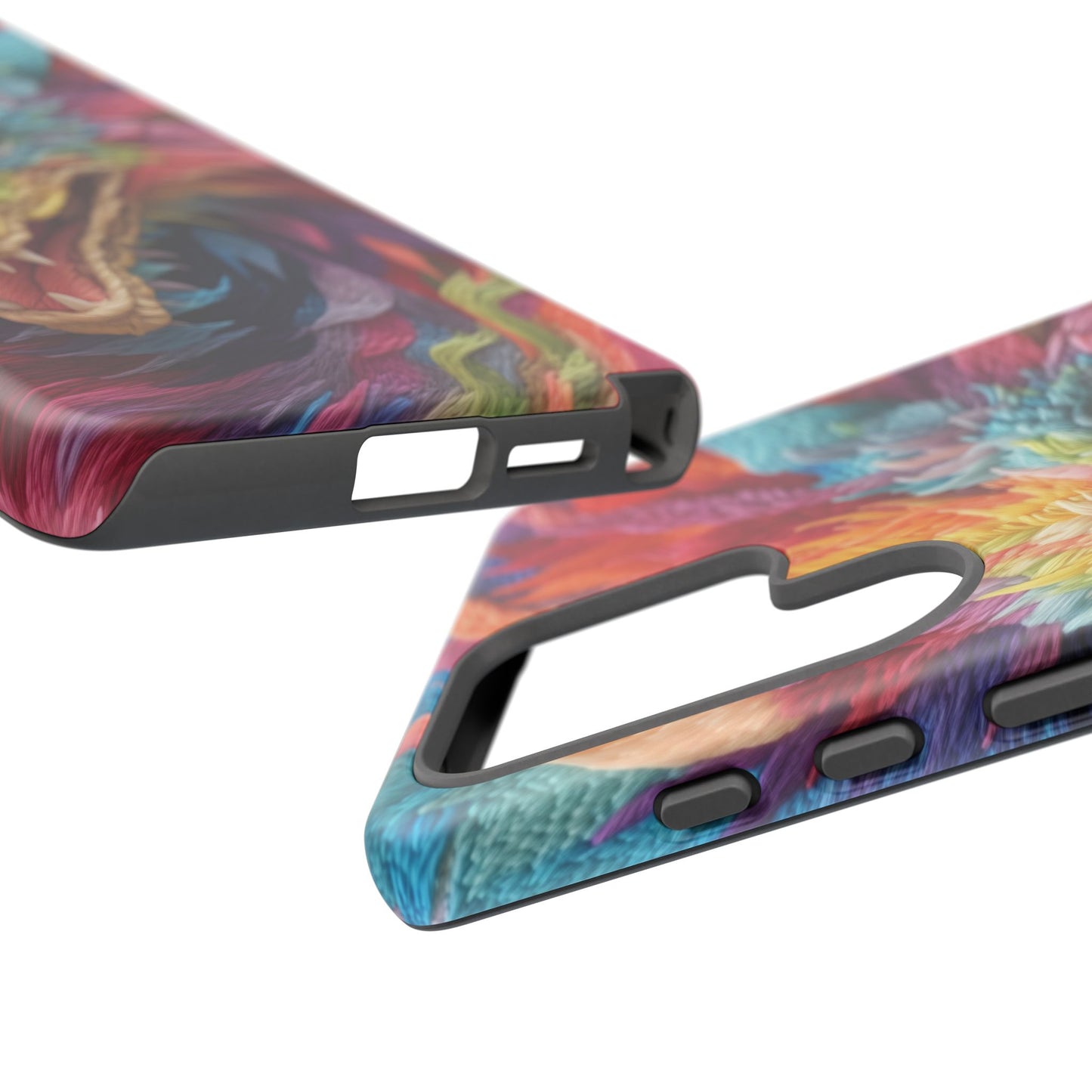 Vibrant 3D Embroidery Embroidered Rainbow Dragon Phone Case - Tough Protection for Fantasy Lovers, DND, RPG, TTRPG, Geek, Nerd