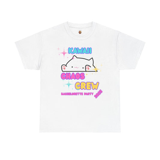 Cute Kawaii Chaos Crew Bachelorette Party 2025 Unisex Heavy Cotton Tee - Perfect for Anime Lovers, Funny, Weeb, Otaku, Geek, Nerd, Cat