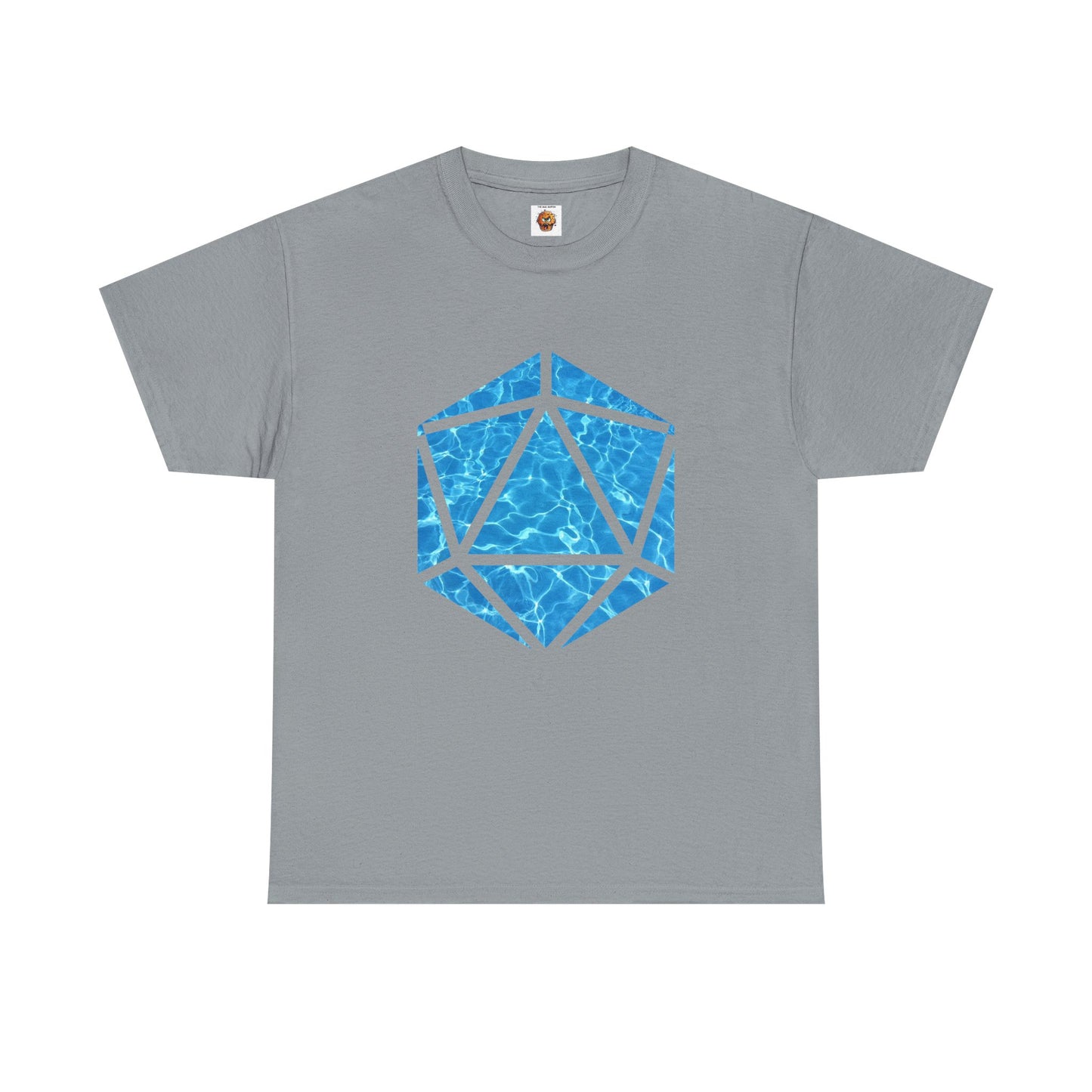 D20 Water Element-Inspired Unisex Heavy Cotton Tee - Graphic Tee, Casual Shirt, Unique Gift, Summer Outfit, Eco-Friendly Fashion, DND, RPG, TTRPG, Geek, Nerd