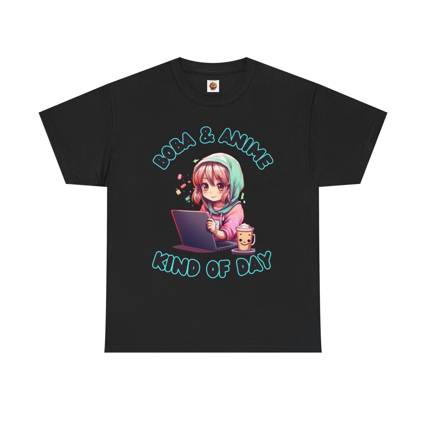 Cute Kawaii Chibi Girl Boba & Anime Unisex Heavy Cotton Tee Shirt T-Shirt - Perfect for Relaxing Days, Weeb, Otaku, Geek, Nerd