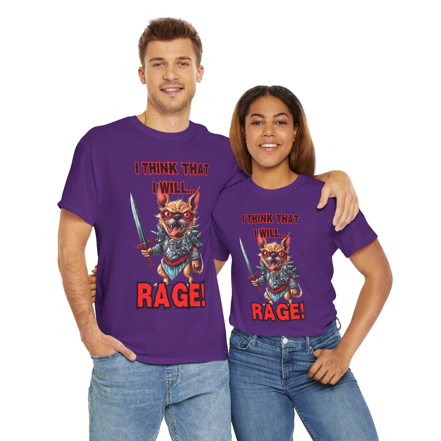 'I Think That I Will RAGE' Chihuahua Barbarian Unisex Heavy Cotton Tee, Funny Graphic T-Shirt, Gift for Dog Lovers, Unique Humor Shirt, D&D, DND, RPG, TTRPG, Geek, Nerd