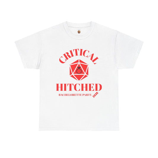 Critical Hitched Bachelorette Party 2025 Tee - Unisex Heavy Cotton, D&D, DND, RPG, TTRPG, Geek, Nerd, Wedding, Engagement