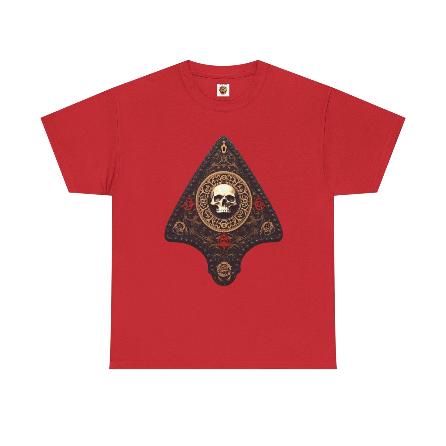 Skull Design Ouija Planchette Unisex Heavy Cotton Tee Shirt - Unique Graphic T-Shirt for Horror Fans, Scary, Gothic, Halloween, Geek, Nerd