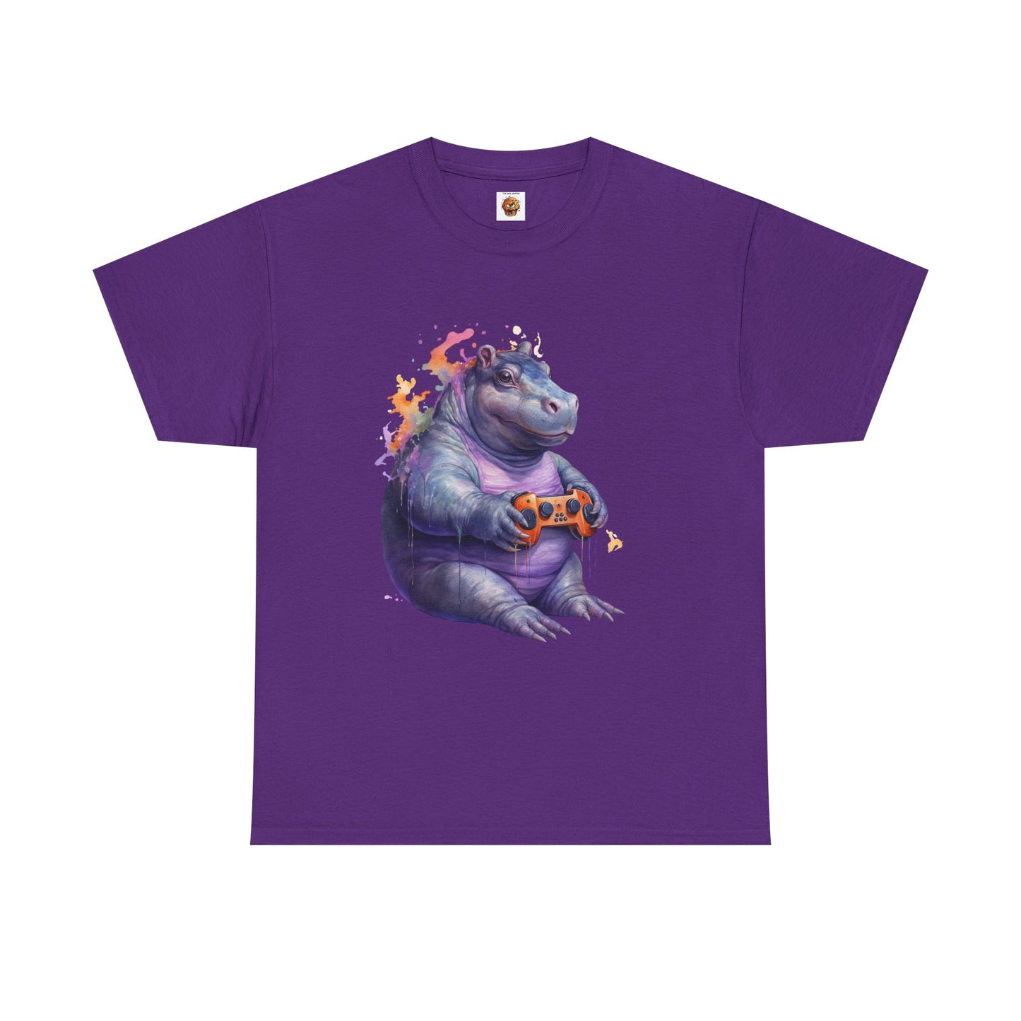 Cute Kawaii Gaming Pygmy Hippo Unisex Heavy Cotton Tee - Fun and Quirky Shirt for Gamers, Video Game, Girl, Anime, Weeb, Otaku, Moo Deng, Thailand