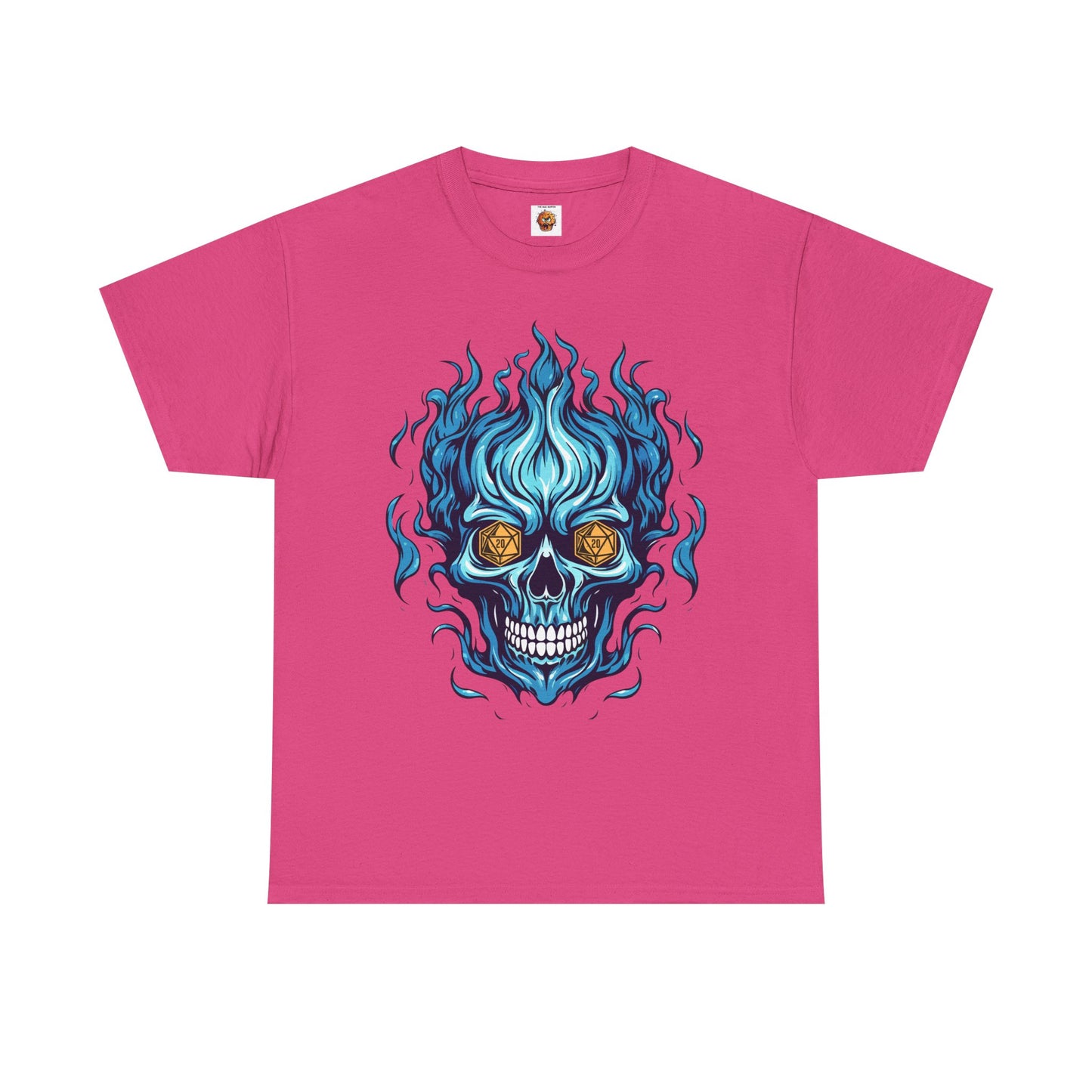 Flame Skull D20 Dungeons and Dragons DND Unisex Heavy Cotton Tee Shirt - RPG, TTRPG, Roleplaying, Geek, Nerd