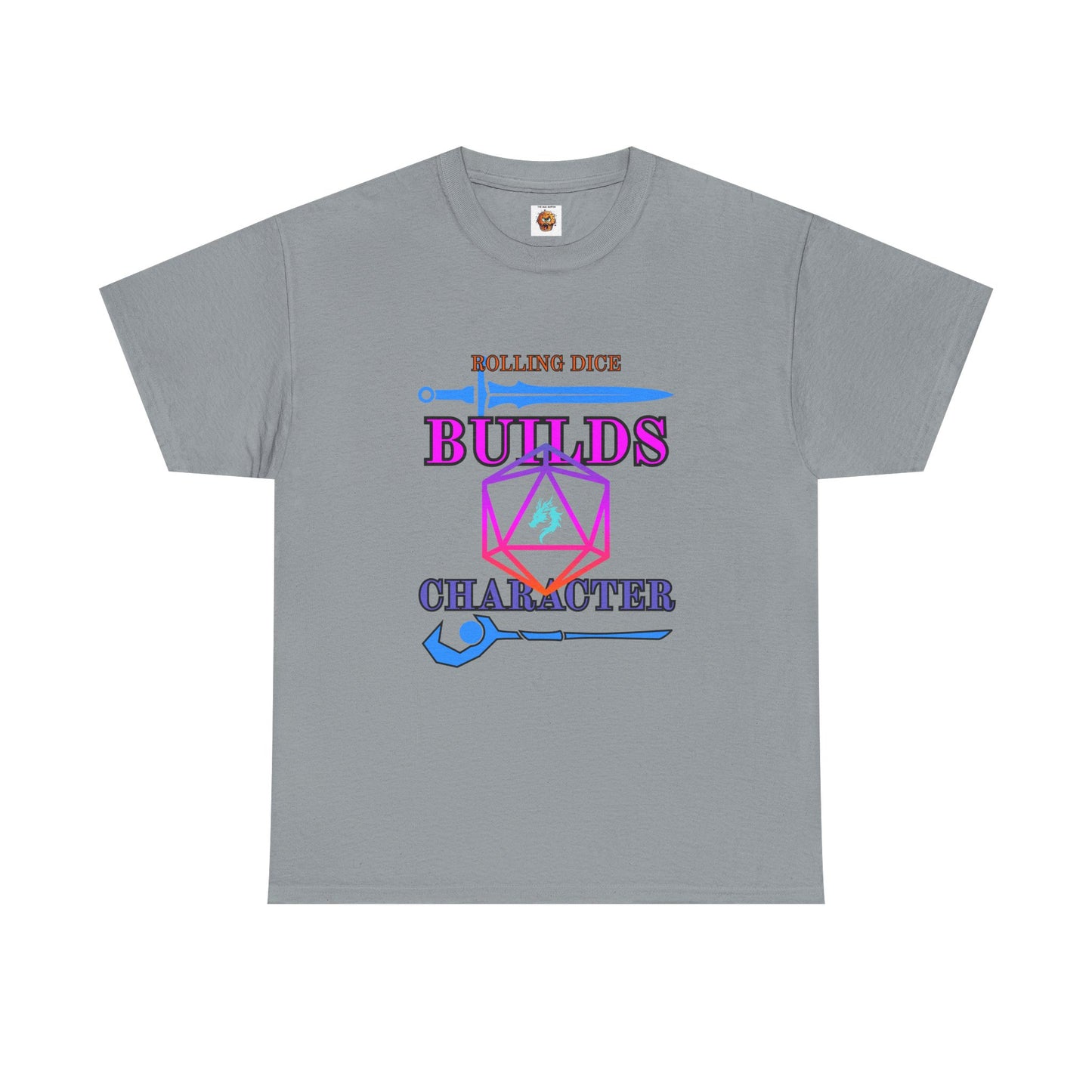Unisex Heavy Cotton Tee - 'Rolling Dice Builds Character', Gamer Shirt, D&D Tee, Geeky Apparel, Role-Playing Gift, Fun RPG Top, D20, TTRPG, Geek, Nerd