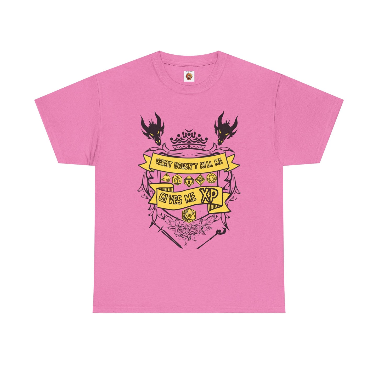 'What Doesn't Kill Me Gives Me XP' Dungeons and Dragons DND Unisex Heavy Cotton Tee Shirt T-Shirt - RPG, TTRPG, Roleplaying, Geek, Nerd