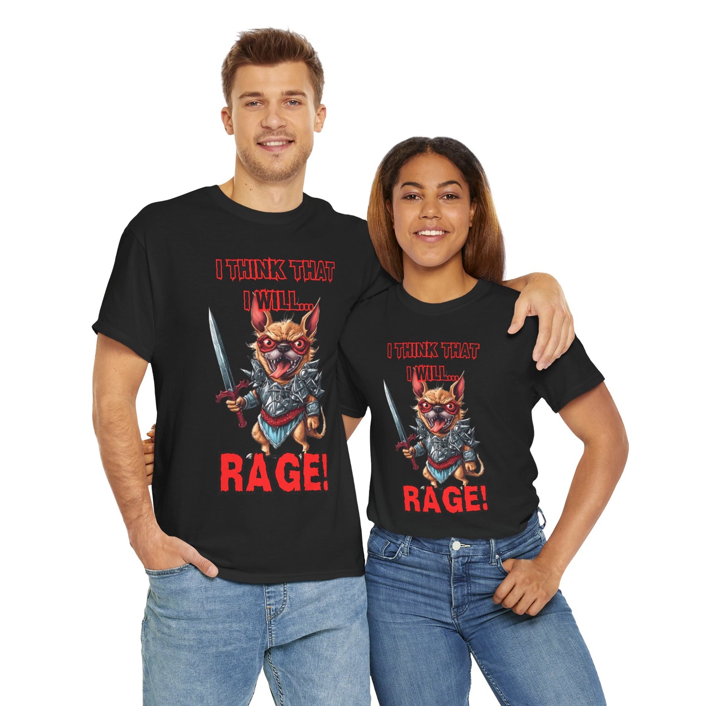 'I Think That I Will RAGE' Chihuahua Barbarian Unisex Heavy Cotton Tee, Funny Graphic T-Shirt, Gift for Dog Lovers, Unique Humor Shirt, D&D, DND, RPG, TTRPG, Geek, Nerd