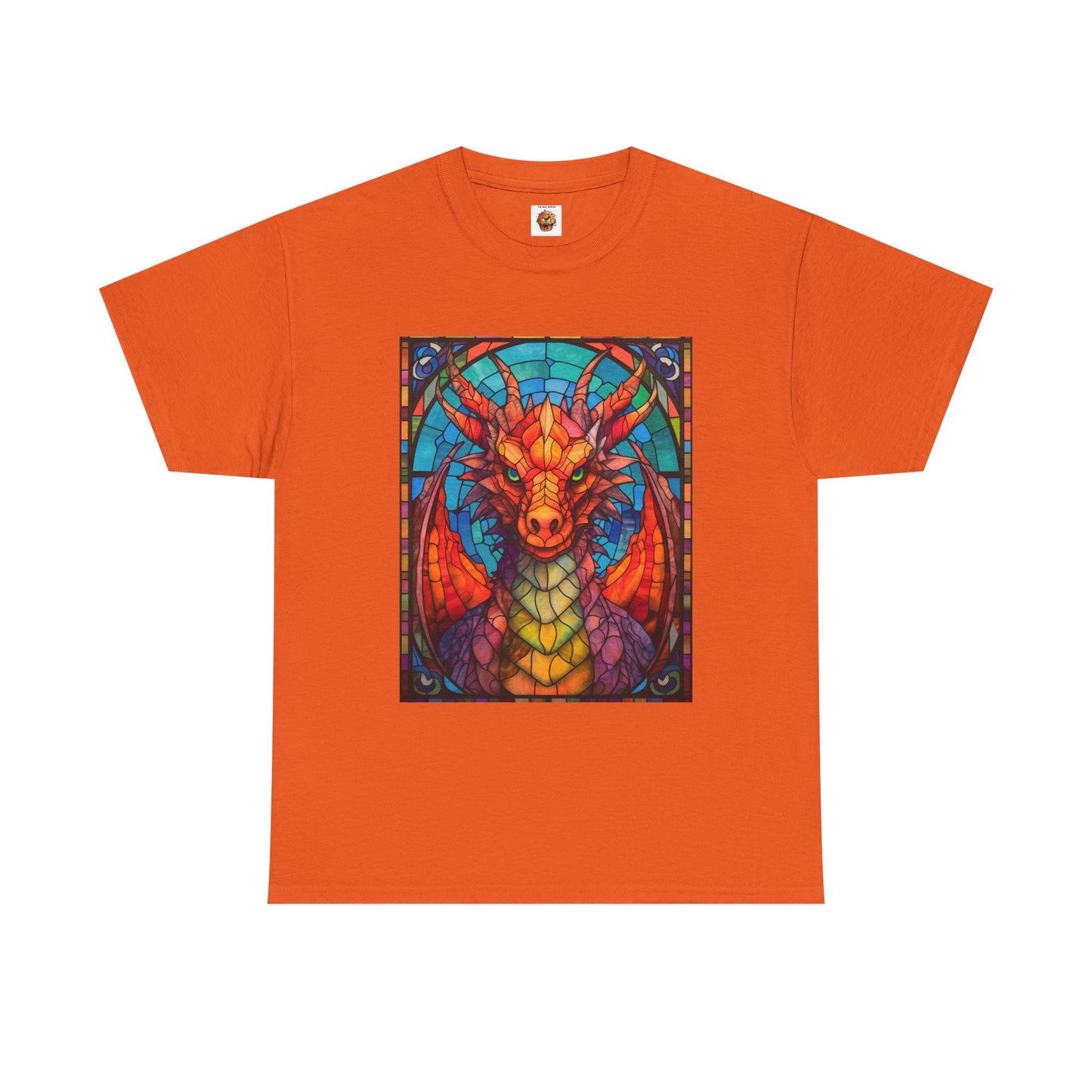 Dungeons And Dragons DND Stained Glass Red Dragon Tee Shirt - Unisex Heavy Cotton T-Shirt for Fantasy Lovers, Geek, Nerd