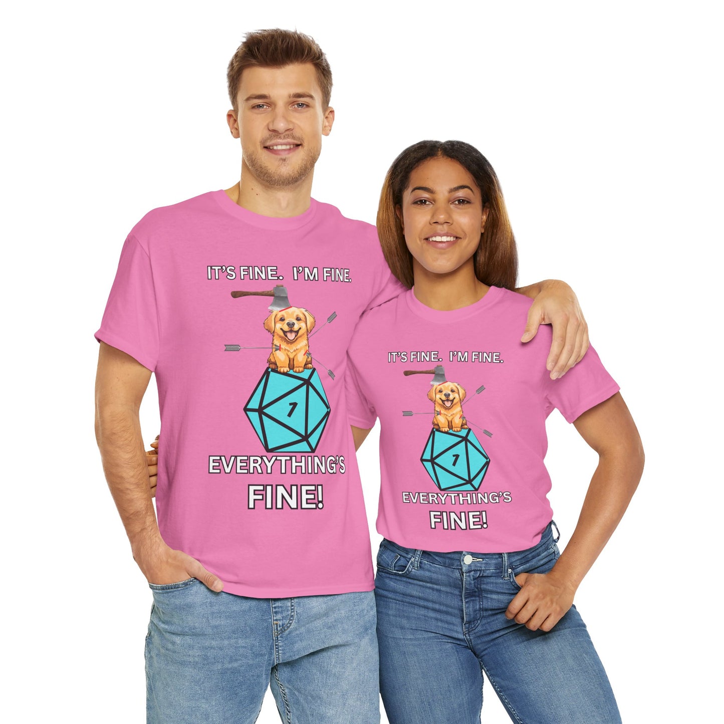 'Everything's Fine!' Funny D&D Dog Puppy Tee: Perfect for Gamers, Dog Lovers, & Casual Wear, Gifts for Birthdays, Holidays, or Just for Fun! DND, RPG, TTRPG, Geek, Nerd