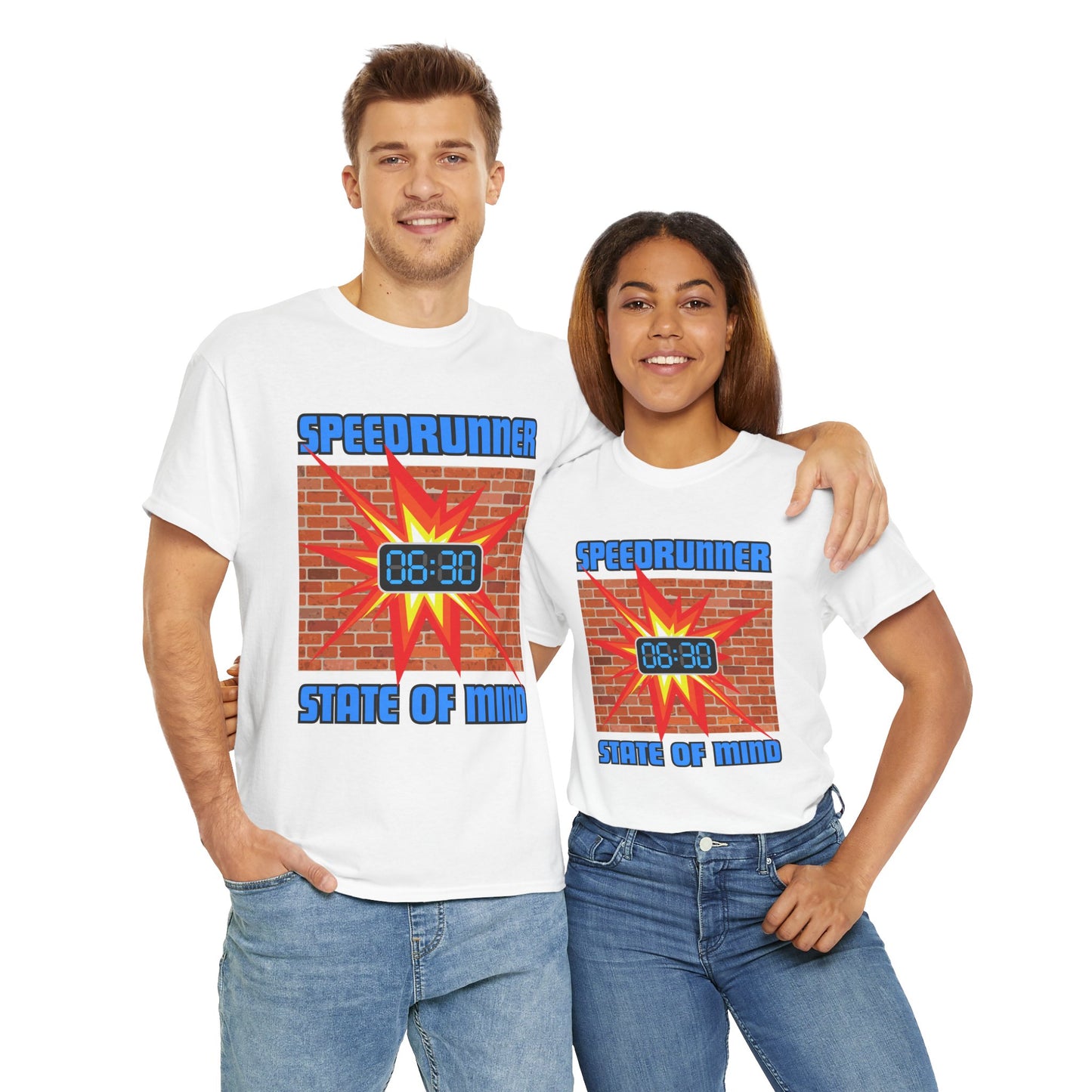 Speedrunner State of Mind Blasting Through Walls Unisex Heavy Cotton Tee - Perfect Gift for Gamers, Gaming, Video Game, Geek, Nerd