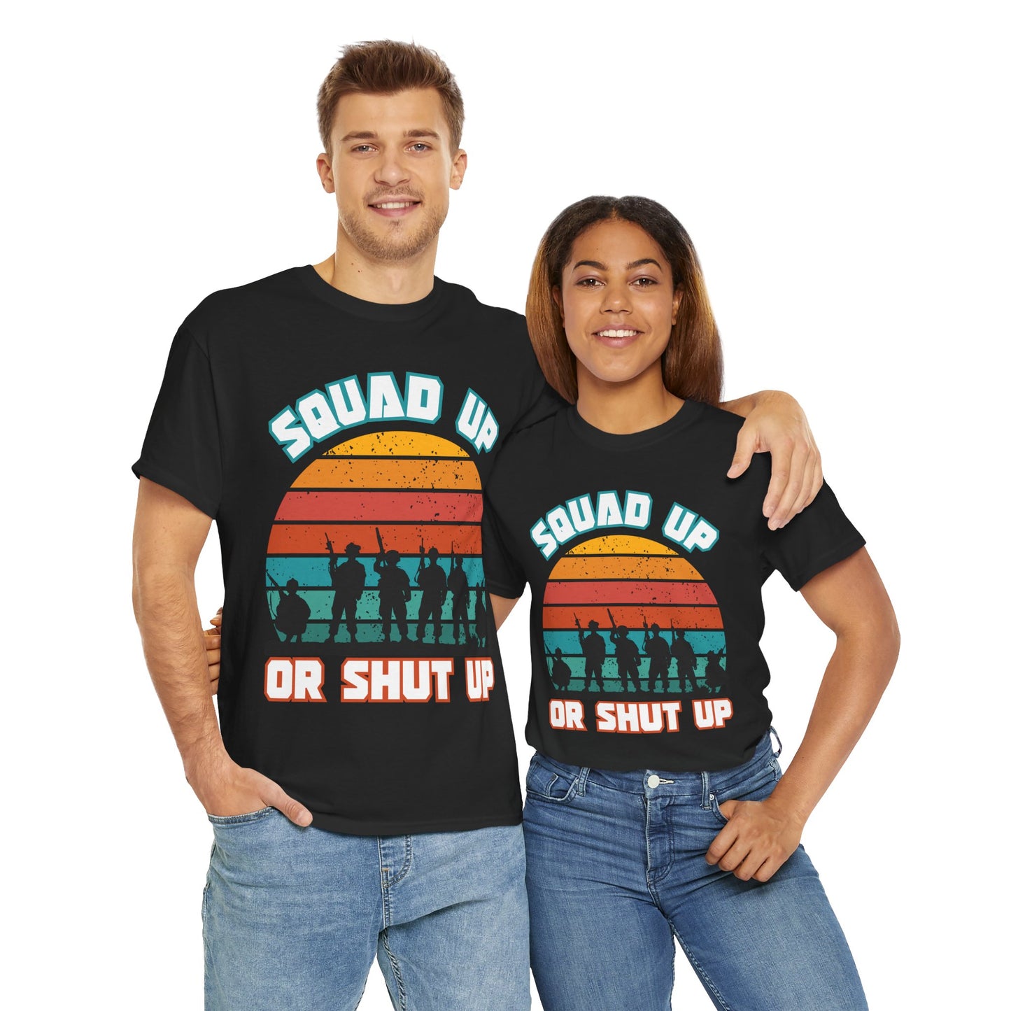 Squad Up Military Unisex Heavy Cotton Tee Shirt - Gamer, Gaming Graphic T-Shirt for Friends, Parties, and Casual Wear, Geek, Nerd