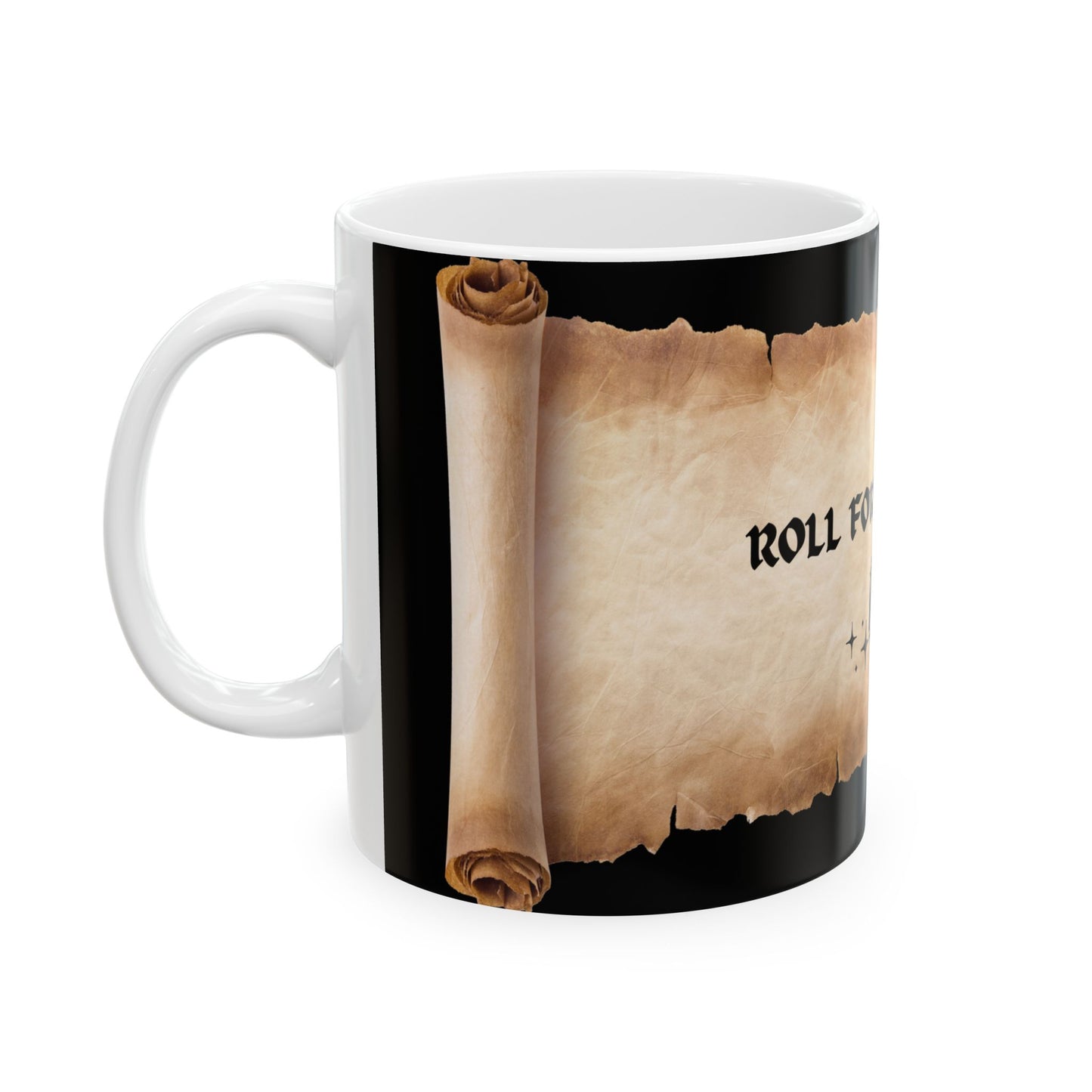 D&D DND Roll for Caffeine Ceramic Mug - Perfect for Gamers and Coffee Lovers, RPG, TTRPG, Roleplaying, Geek, Nerd