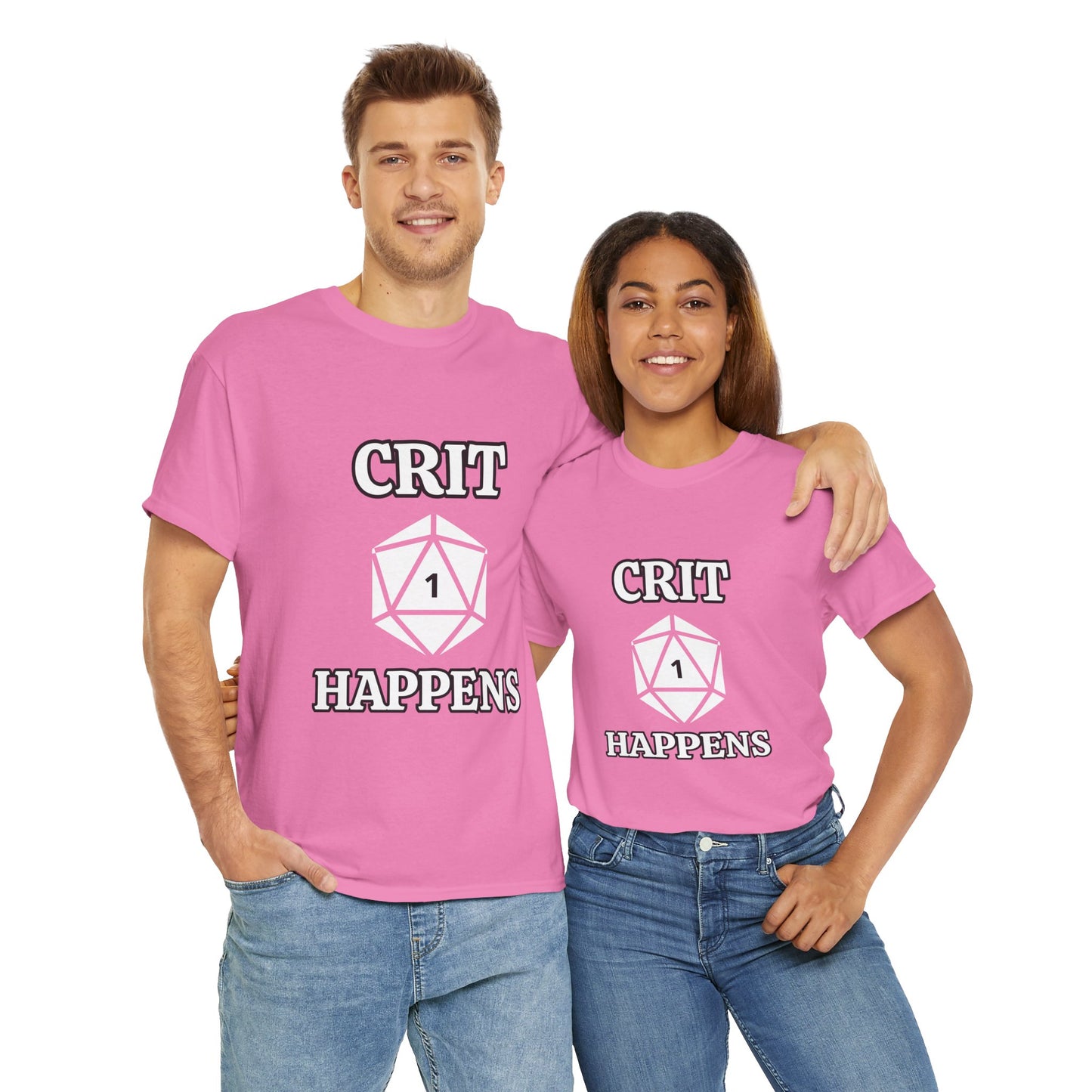 'Crit Happens' D20 Gaming Humor Tee, Unisex Graphic T-Shirt for Gamers, Funny D&D Apparel, Gift for RPG Players, Casual Wear for Game Nights, DND, RPG, TTRPG, Geek, Nerd