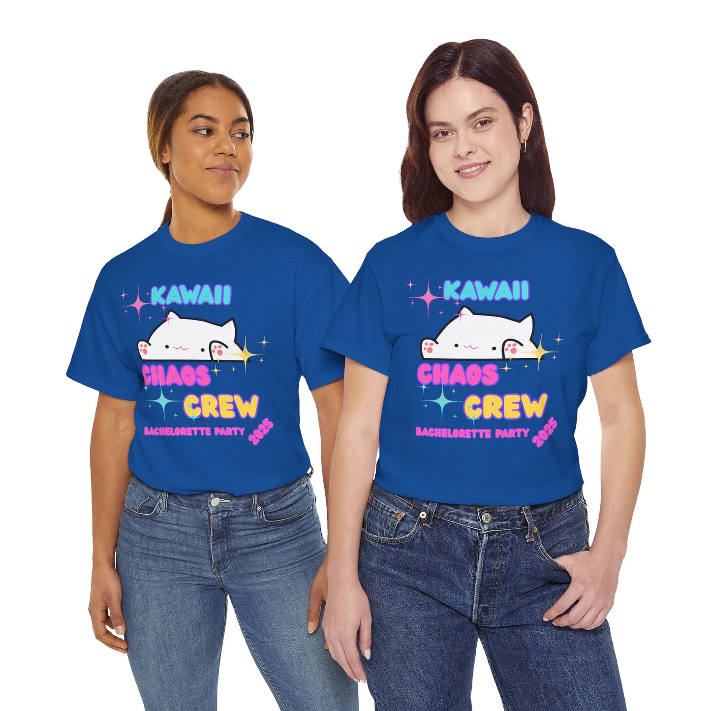 Cute Kawaii Chaos Crew Bachelorette Party 2025 Unisex Heavy Cotton Tee - Perfect for Anime Lovers, Funny, Weeb, Otaku, Geek, Nerd, Cat