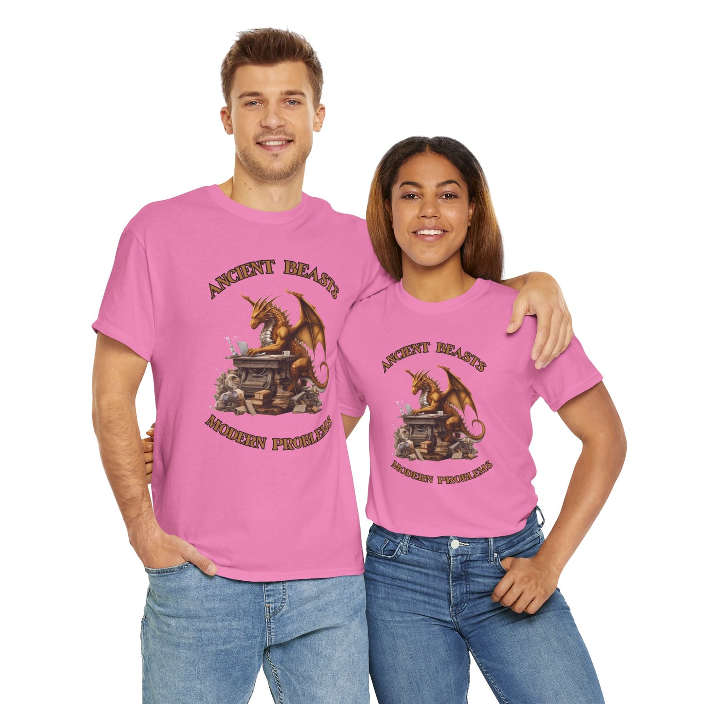 Dragons & Office Work Unisex Heavy Cotton Tee, Perfect Gift for Fantasy Lovers, Bookworms, T-Shirt for Dragon Enthusiasts, DND, RPG, TTRPG, Geek, Nerd, Reader