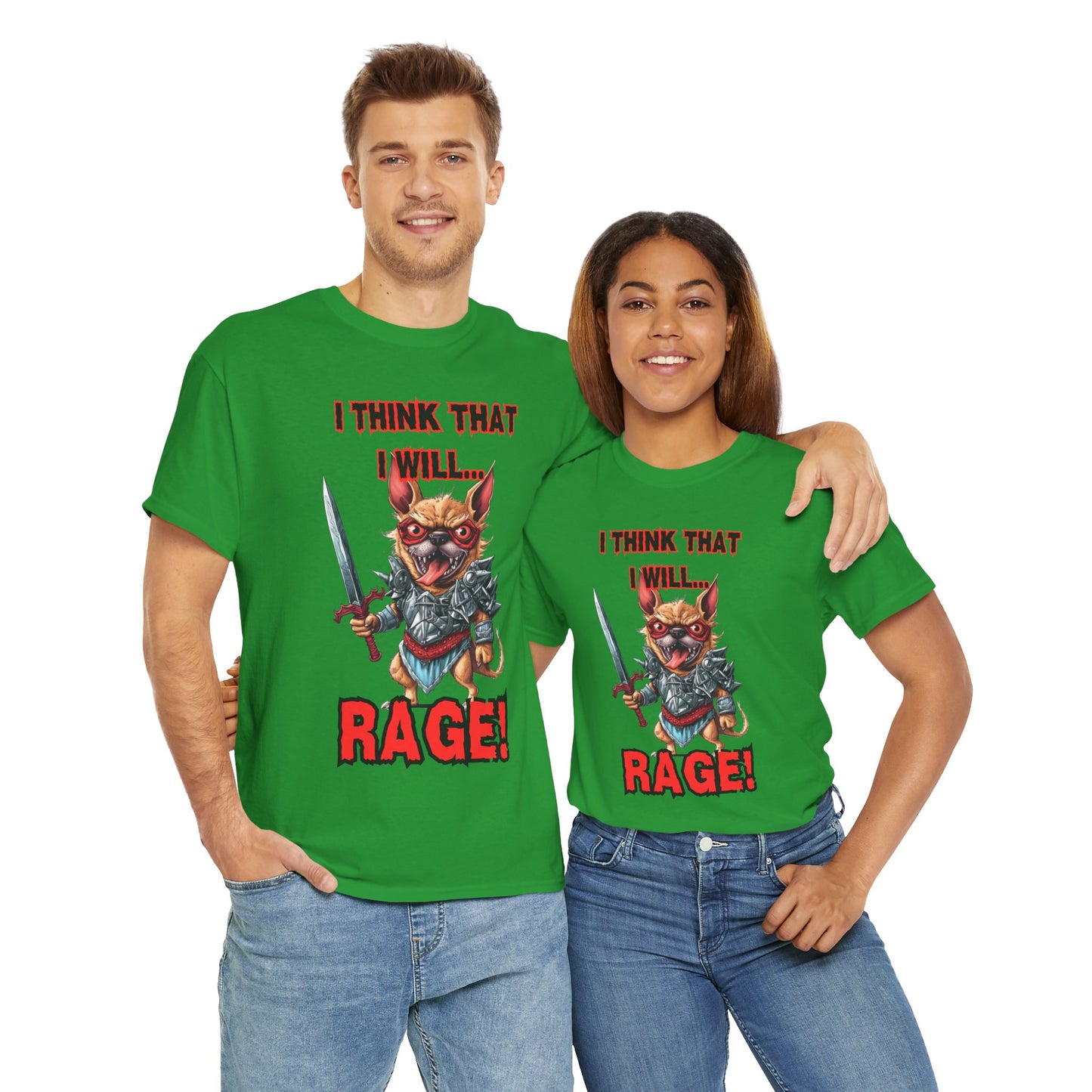 'I Think That I Will RAGE' Chihuahua Barbarian Unisex Heavy Cotton Tee, Funny Graphic T-Shirt, Gift for Dog Lovers, Unique Humor Shirt, D&D, DND, RPG, TTRPG, Geek, Nerd