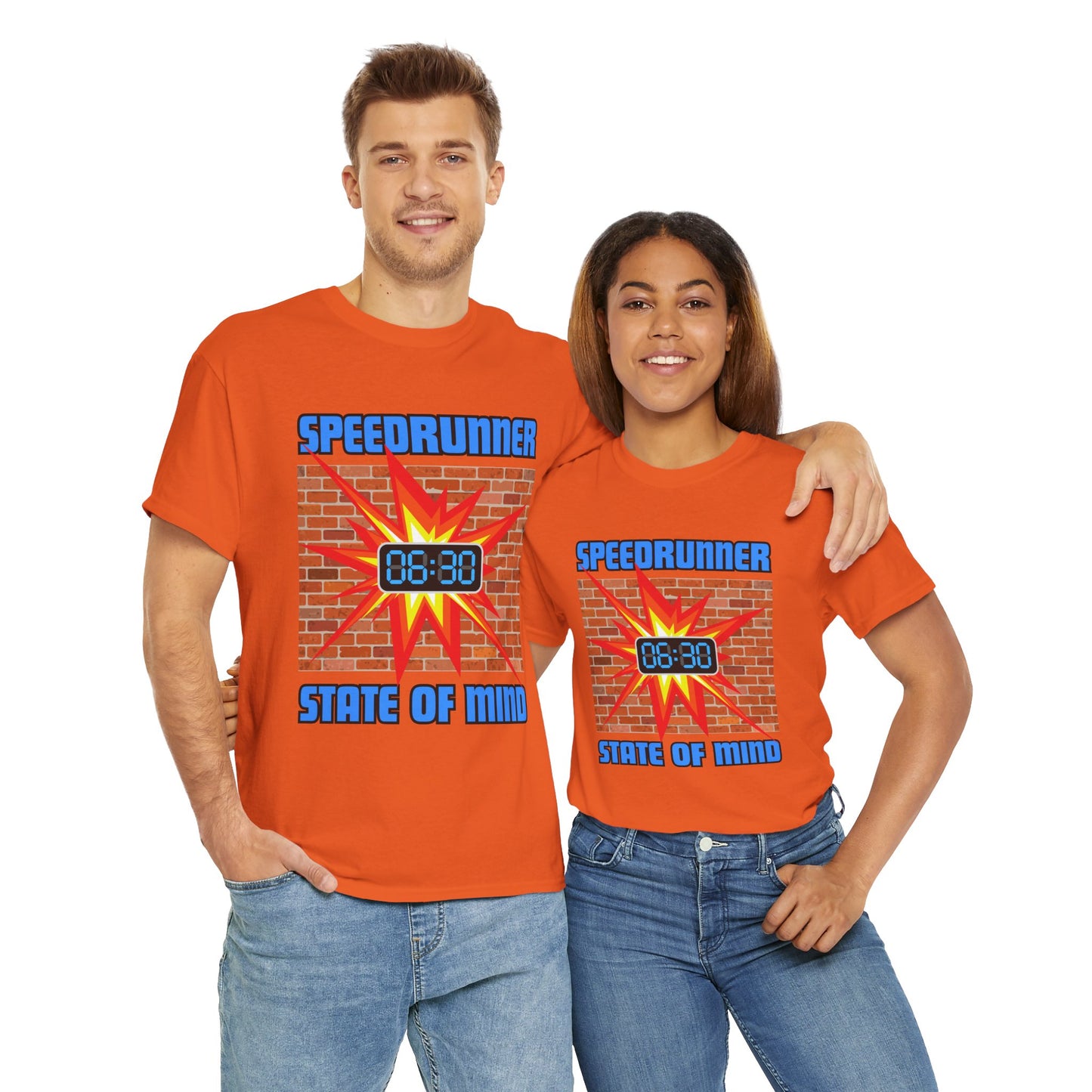 Speedrunner State of Mind Blasting Through Walls Unisex Heavy Cotton Tee - Perfect Gift for Gamers, Gaming, Video Game, Geek, Nerd