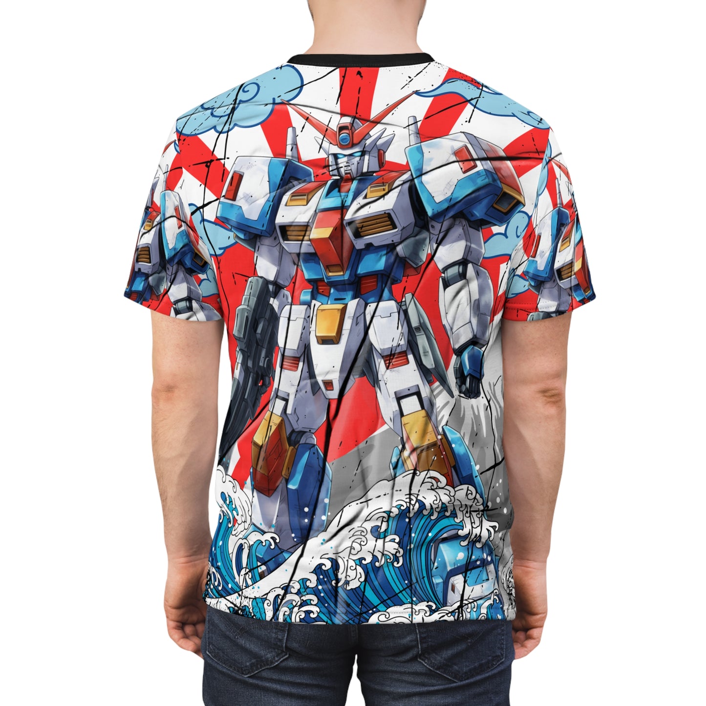 Mobile Suit Japanese Mecha Robot Town Sagami Kanagawa AOP Graphic Tee T-Shirt for Anime Fans, Manga, Weeb, Otaku, Geek, Nerd