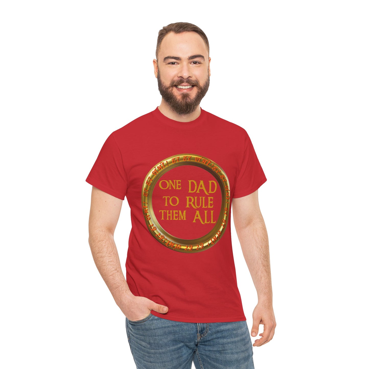 LOTR Themed 'One Dad To Rule Them All' Unisex Tee, Funny Gift for Father's Day, Parent Humor Shirt, Geeky Menswear, Unique Family T-Shirt, Birthday Gift, Fantasy, DND, RPG, TTRPG, Geek, Nerd