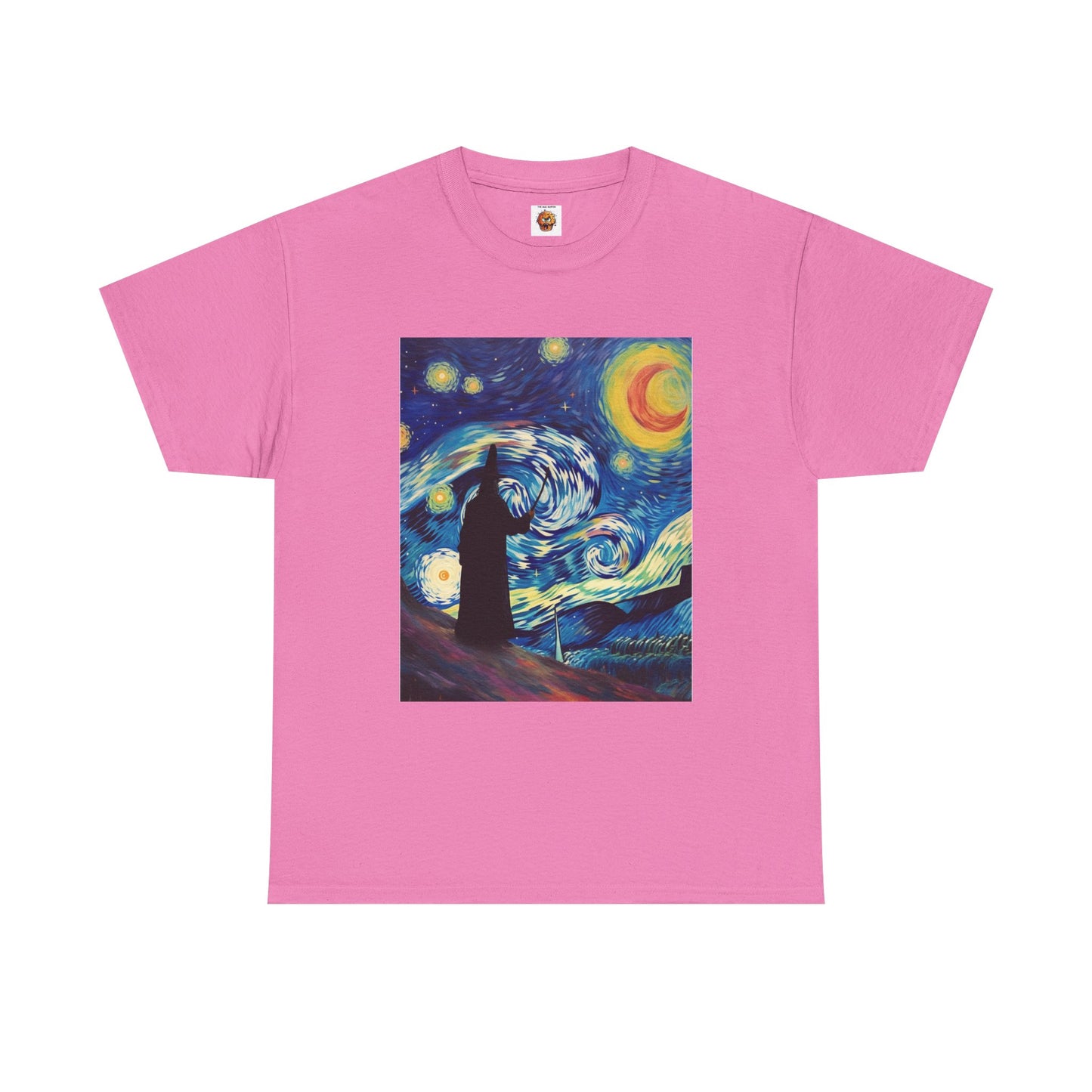 Casting Wizard Starry Night Unisex Heavy Cotton Tee - Artistic Graphic T-Shirt, D&D, DND, Fantasy, Magic, RPG, TTRPG, Geek, Nerd