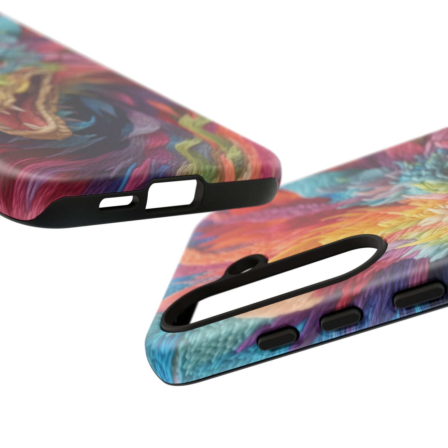 Vibrant 3D Embroidery Embroidered Rainbow Dragon Phone Case - Tough Protection for Fantasy Lovers, DND, RPG, TTRPG, Geek, Nerd