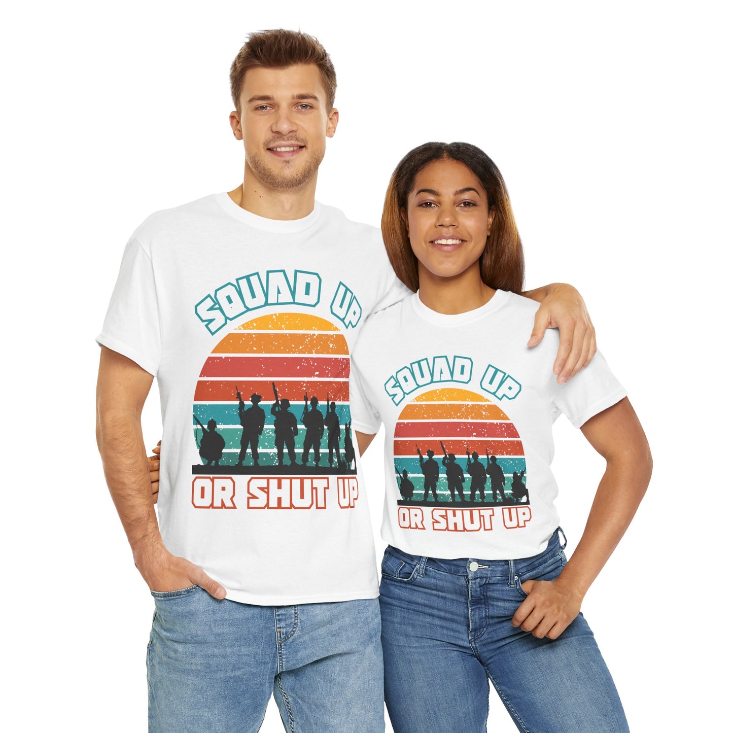 Squad Up Military Unisex Heavy Cotton Tee Shirt - Gamer, Gaming Graphic T-Shirt for Friends, Parties, and Casual Wear, Geek, Nerd