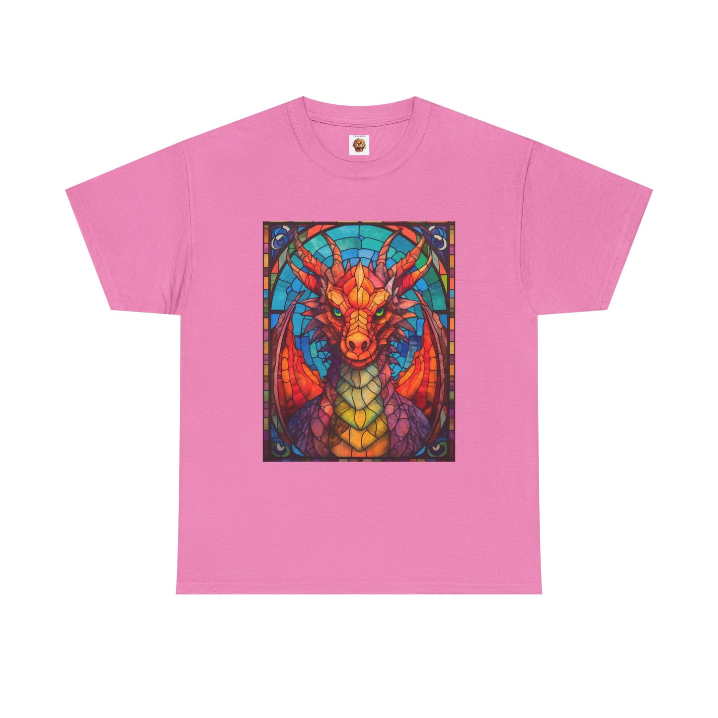 Dungeons And Dragons DND Stained Glass Red Dragon Tee Shirt - Unisex Heavy Cotton T-Shirt for Fantasy Lovers, Geek, Nerd