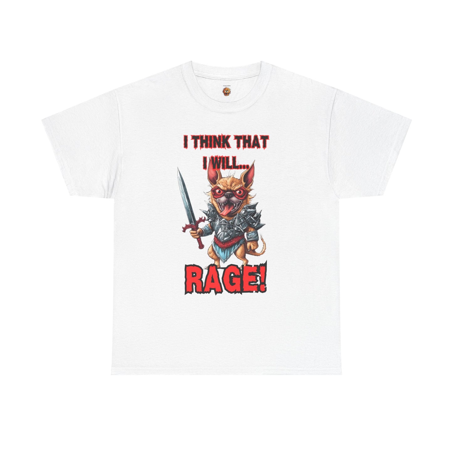 'I Think That I Will RAGE' Chihuahua Barbarian Unisex Heavy Cotton Tee, Funny Graphic T-Shirt, Gift for Dog Lovers, Unique Humor Shirt, D&D, DND, RPG, TTRPG, Geek, Nerd