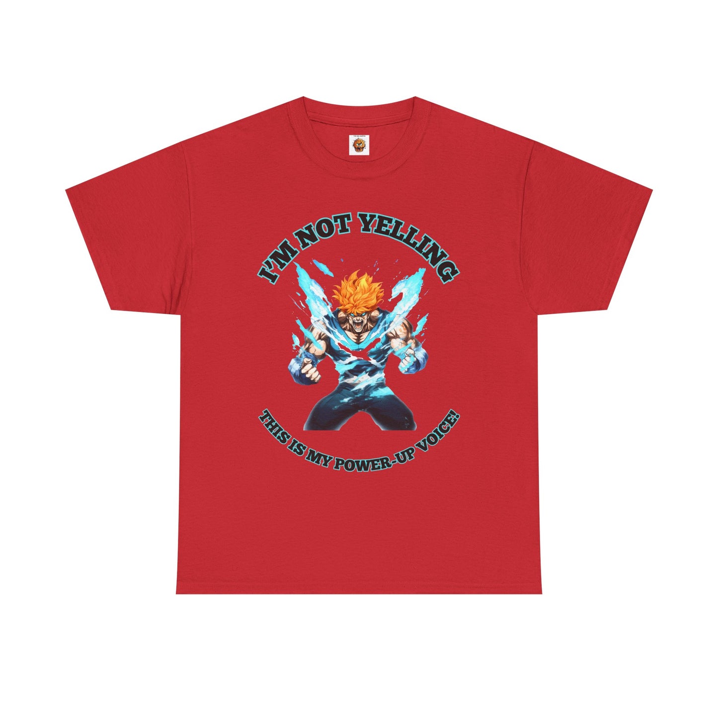 Shonen Anime Power-Up Voice Graphic Tee Shirt - Unisex Heavy Cotton T-Shirt, Weeb, Otaku, Geek, Nerd