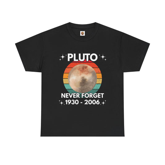 Retro Pluto Tee Shirt - "Never Forget 1930-2006" - Unisex Heavy Cotton T-Shirt, Vintage, Geek, Nerd, Space, Science, Solar System