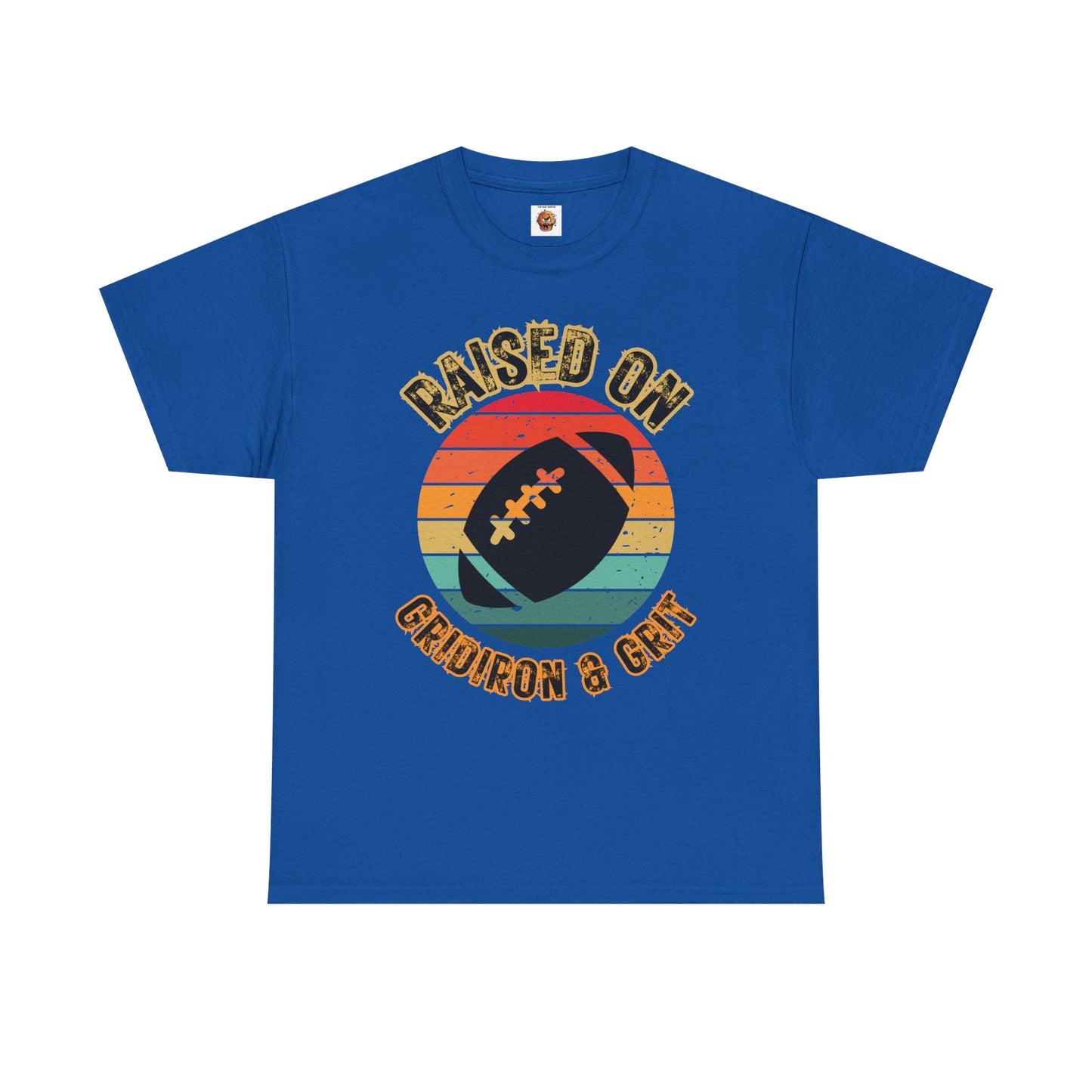 Raised On Gridiron & Grit Retro Football Inspired Unisex Heavy Cotton Tee, Sports T-Shirt, Gift for Football Fans, Trendy Casual Wear, Vintage Gridiron Style