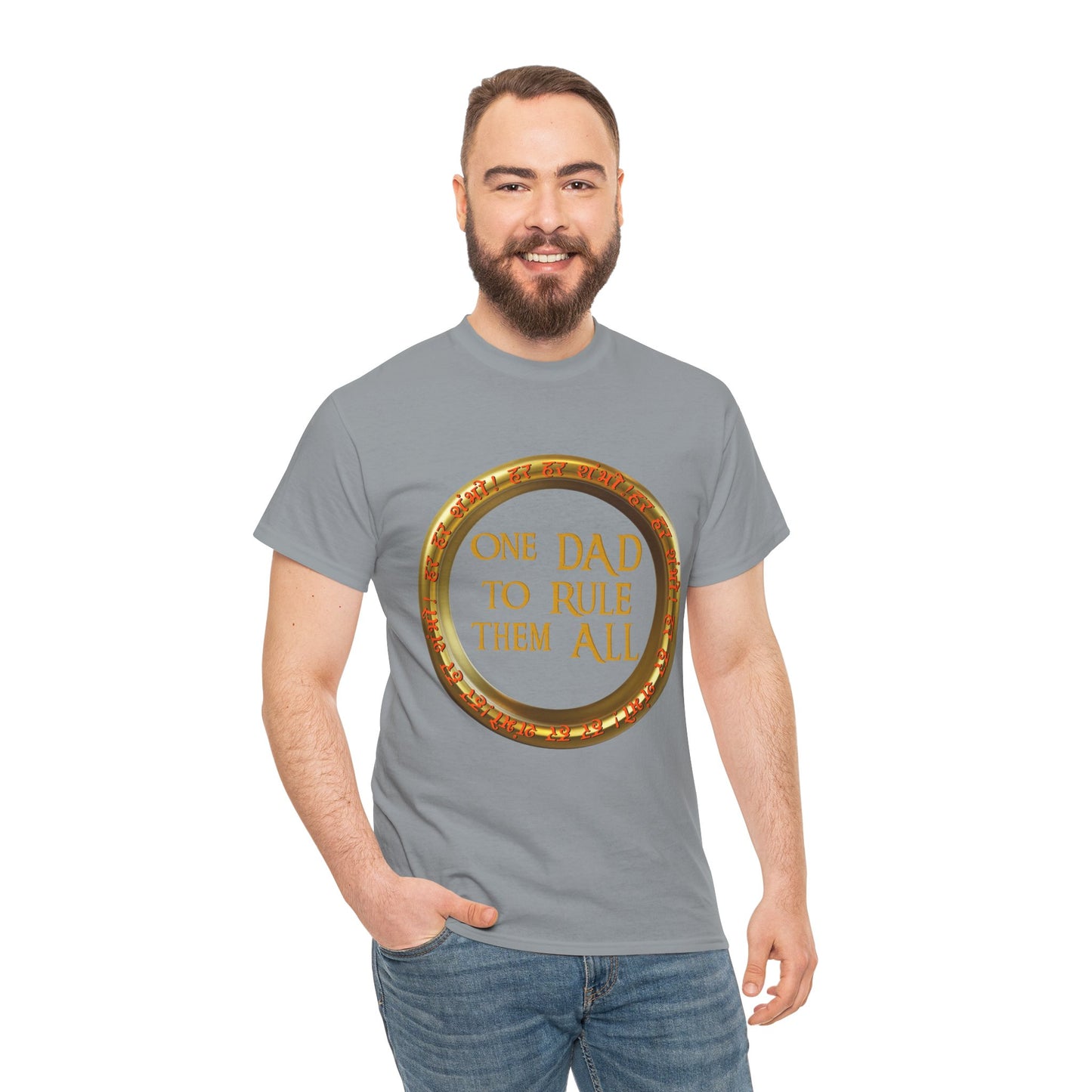LOTR Themed 'One Dad To Rule Them All' Unisex Tee, Funny Gift for Father's Day, Parent Humor Shirt, Geeky Menswear, Unique Family T-Shirt, Birthday Gift, Fantasy, DND, RPG, TTRPG, Geek, Nerd