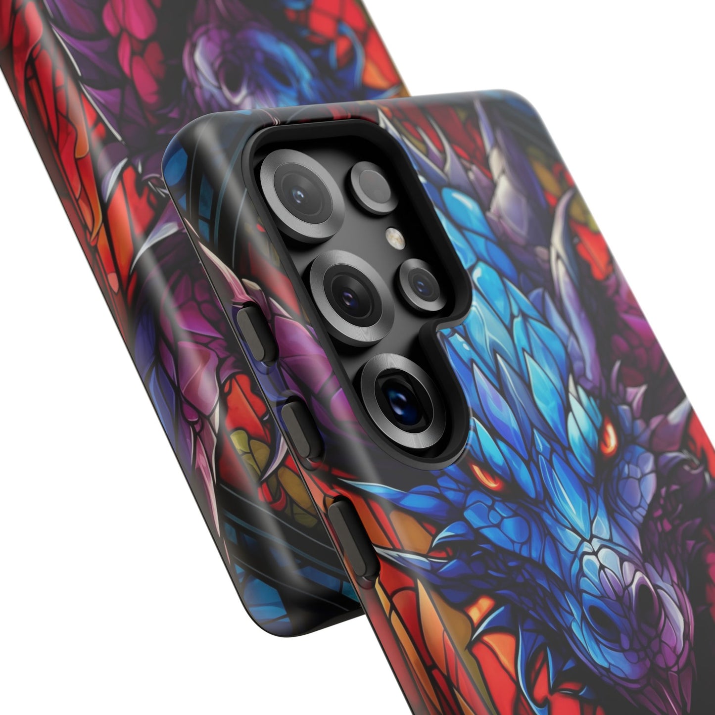 Colorful Blue Dragon Stained Glass Design Phone Case - Tough and Stylish Protection for Your Device, iPhone, Samsung, DND, Fantasy