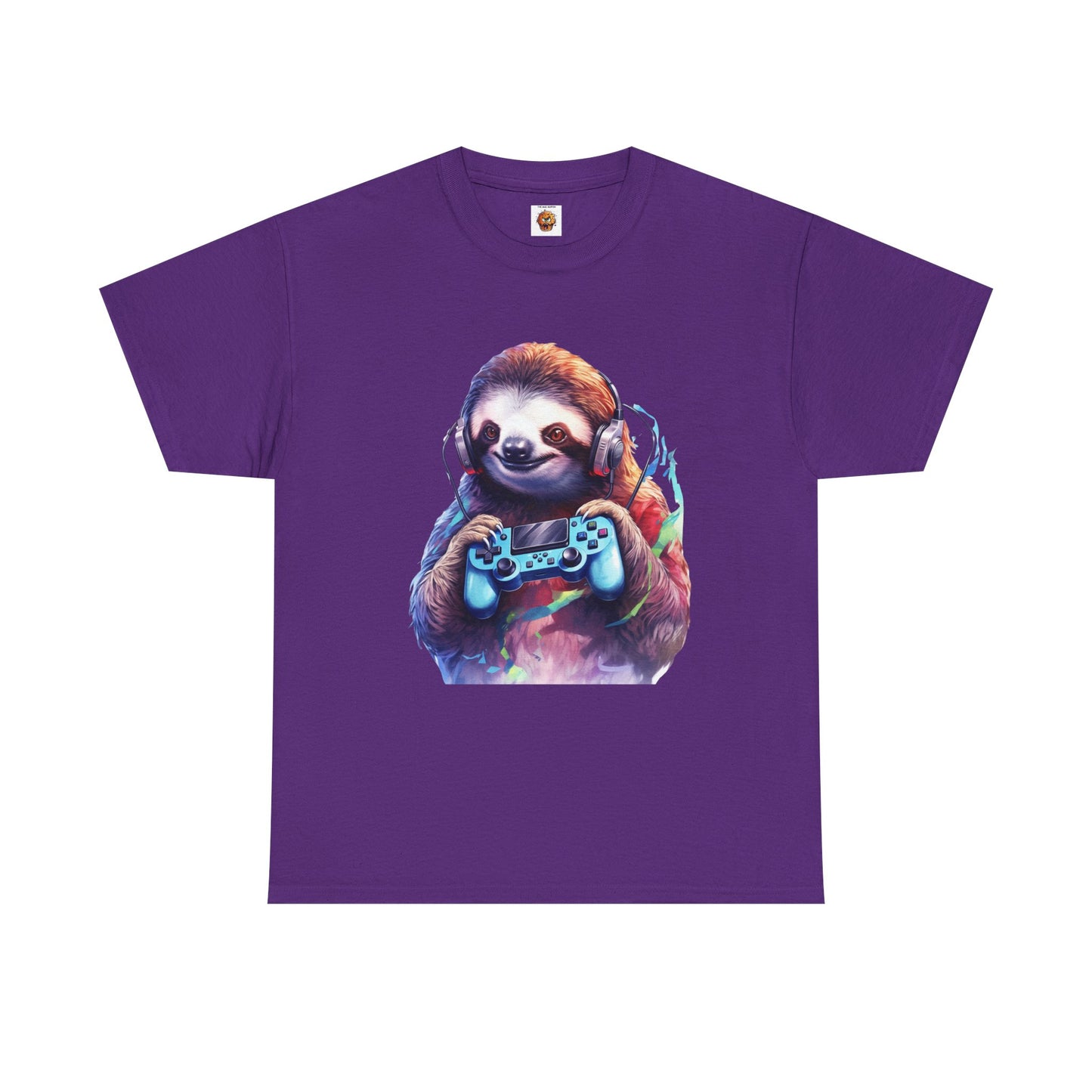 Cute Kawaii Gaming Sloth Unisex Heavy Cotton Tee - Animal Shirt, Gamer Apparel, Video Game, Anime, Weeb, Otaku, Geek, Nerd