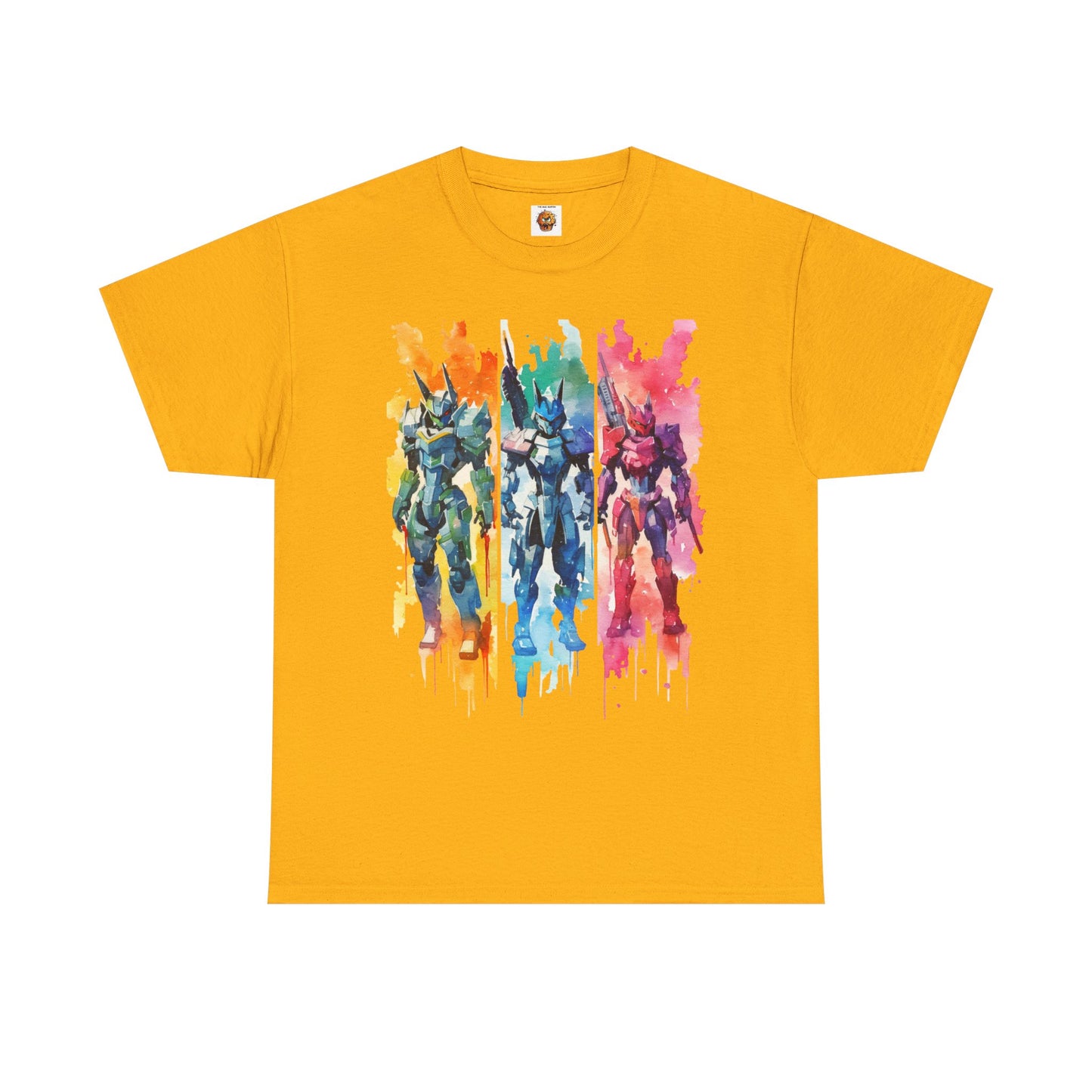 Watercolor Brushstroke Anime Mecha Art Unisex Heavy Cotton Tee Shirt - Mobile Battle Suit Armor, Geek, Nerd, Colorful