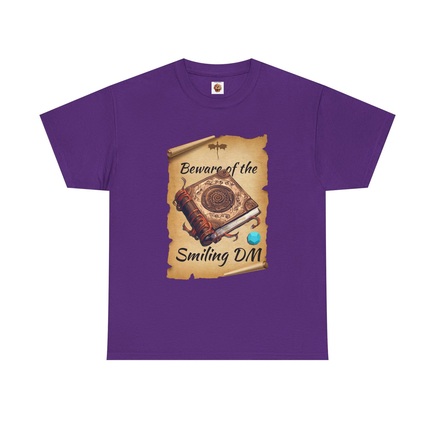 Unisex Heavy Cotton Tee - "Beware of the Smiling DM" RPG Humor Shirt, Ideal for Gamers, Casual Wear, Gifts for D&D Fans, Fun T-Shirt, D20, DND, TTRPG, Geek, Nerd