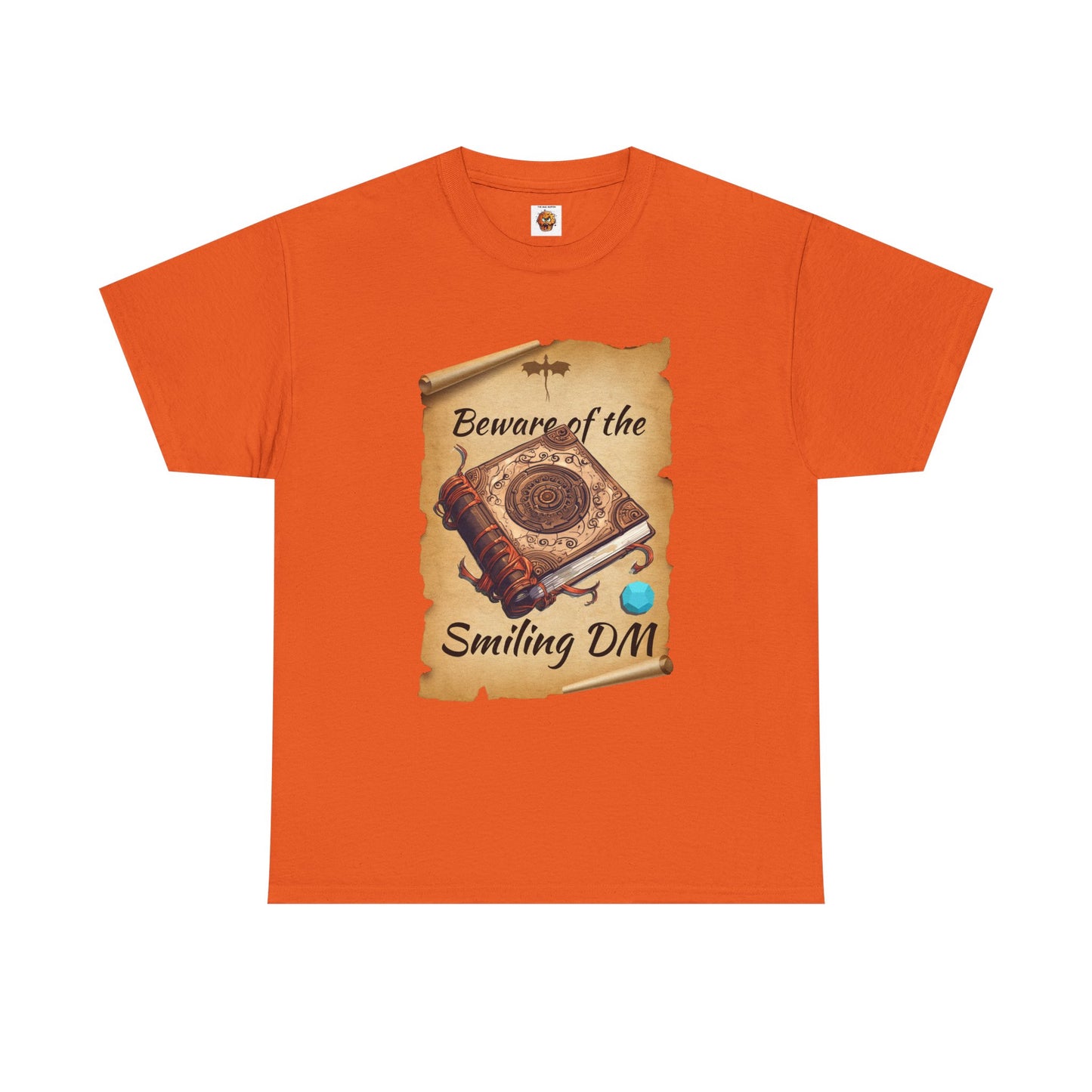 Unisex Heavy Cotton Tee - "Beware of the Smiling DM" RPG Humor Shirt, Ideal for Gamers, Casual Wear, Gifts for D&D Fans, Fun T-Shirt, D20, DND, TTRPG, Geek, Nerd